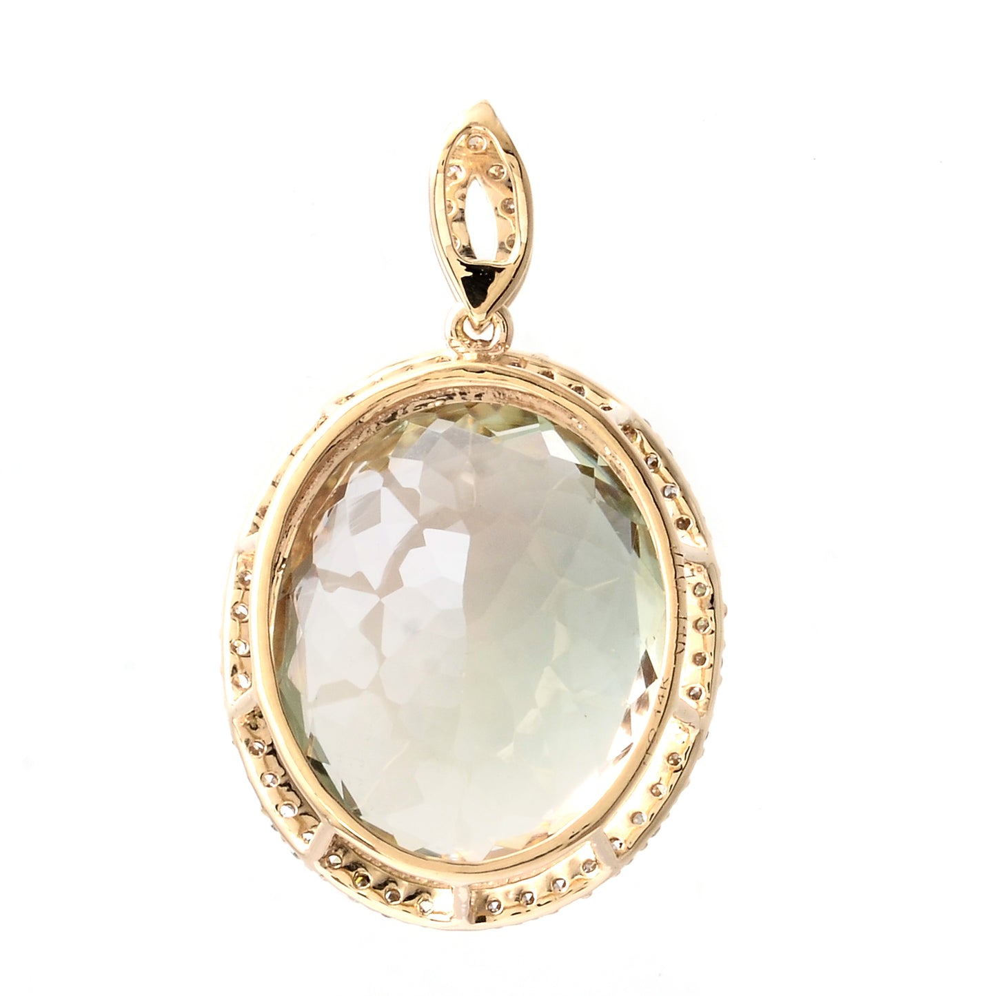 7.91 Ct Oval Mixed Cut Natural Plagioclase Feldspar Sunstone 14K Gold Pendant