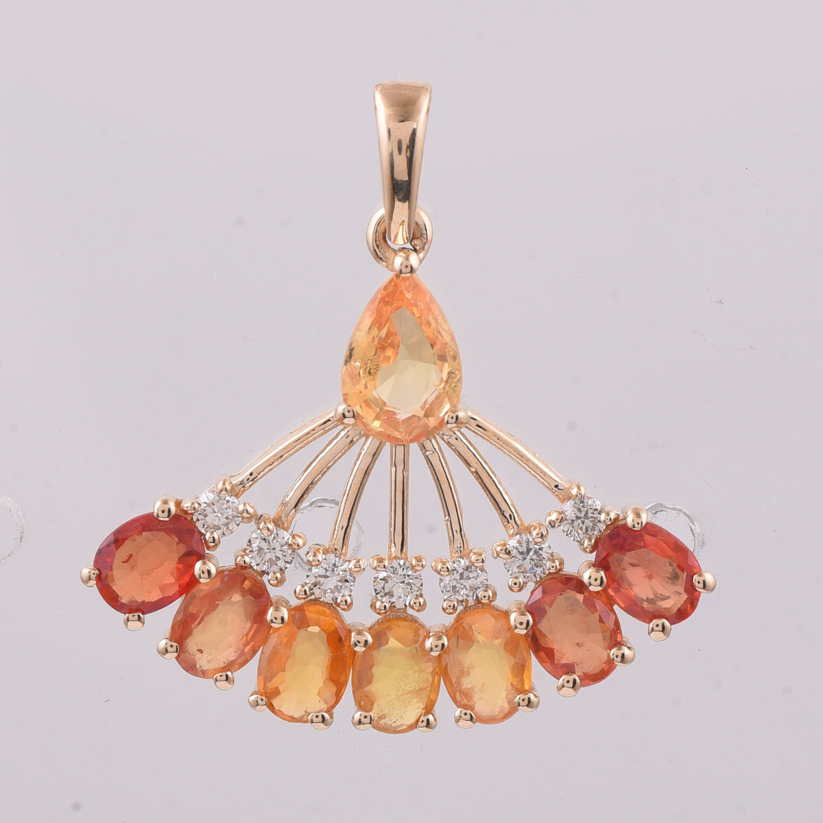 1.97 Ct Pear, Oval Natural Multi Coloured Sapphire 14K Gold Pendant