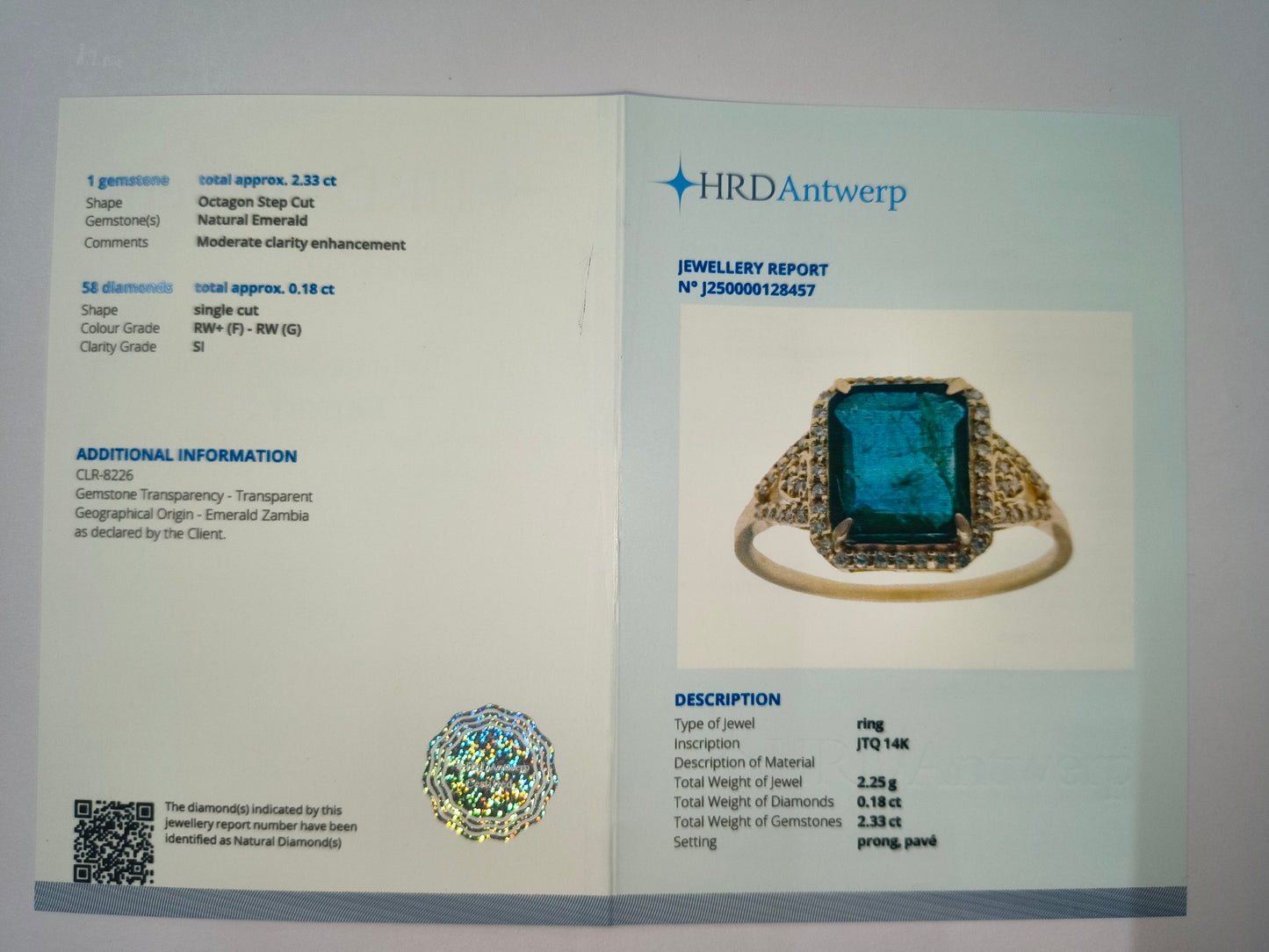 2.51 Ct Octagon Natural Emerald 14K Gold Ring