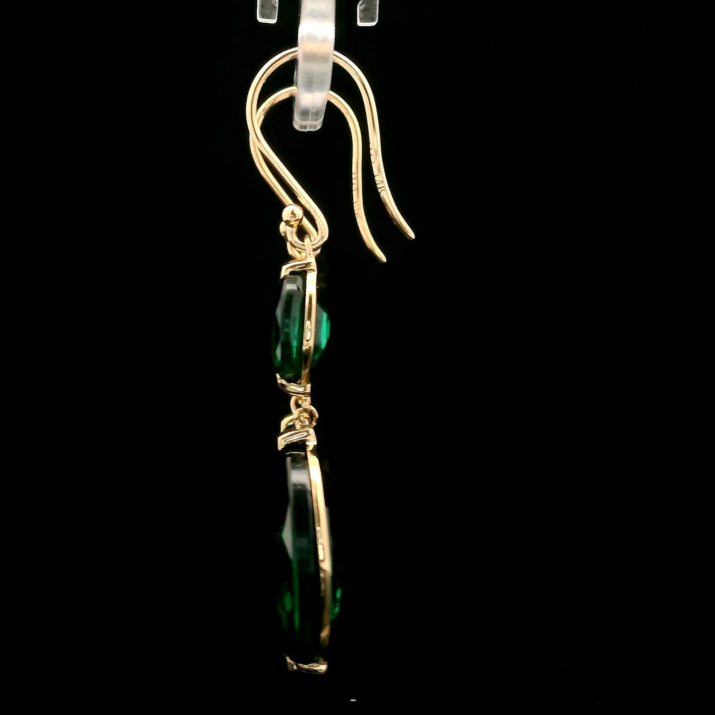 16.93 Ct Oval Mixed Cut Lab Grown Emerald 14K Gold Earrings