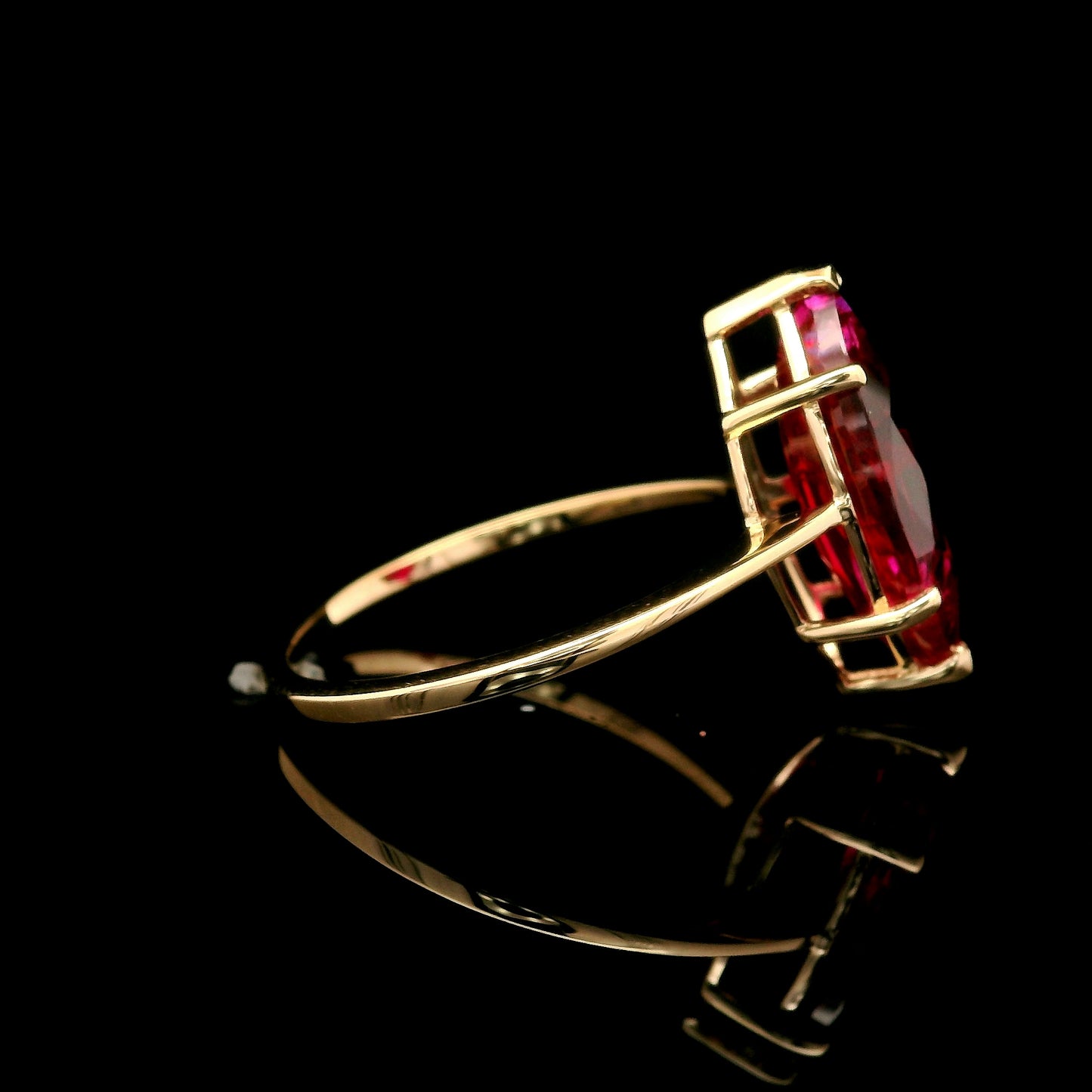 3.59 Ct Marquise Mixed Cut Lab Grown Ruby 14K Gold Ring