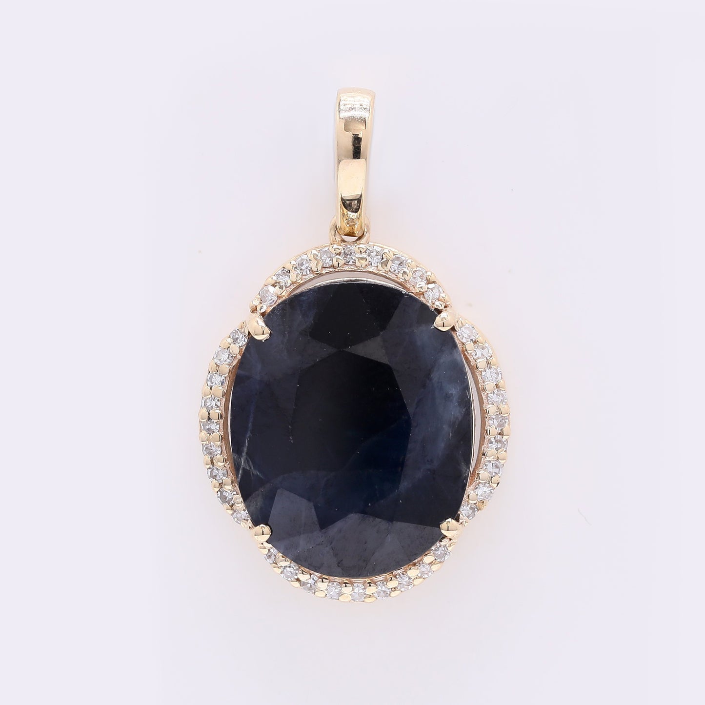 6.13 Ct Oval Mixed Cut Natural Sapphire 14K Gold Pendant