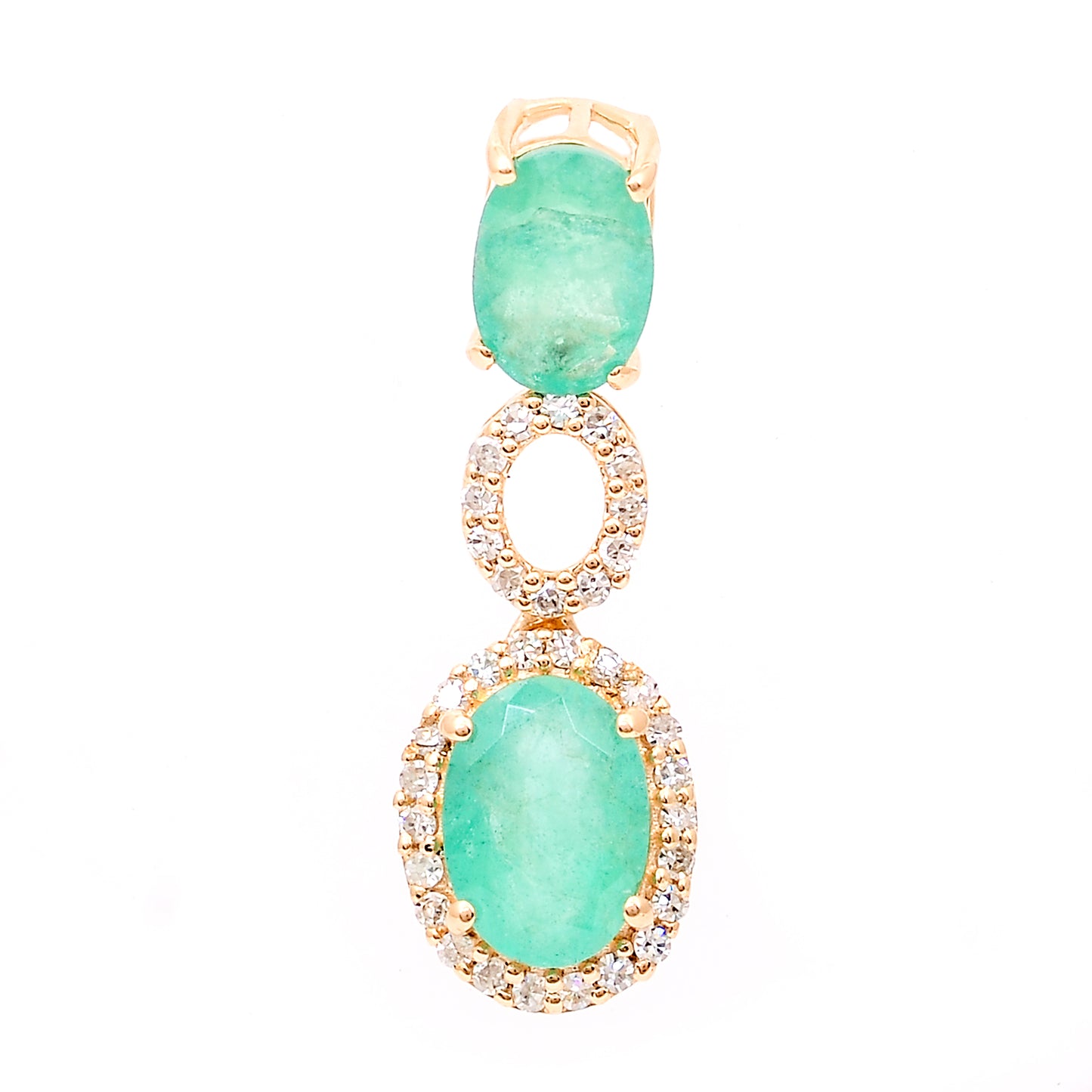1.10 Ct Oval Mixed Cut Natural Emerald 14K Gold Pendant