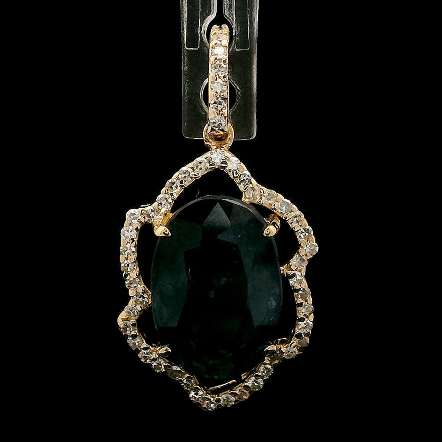 3.34 Ct Oval Mixed Cut Natural Sapphire 14K Gold Pendant