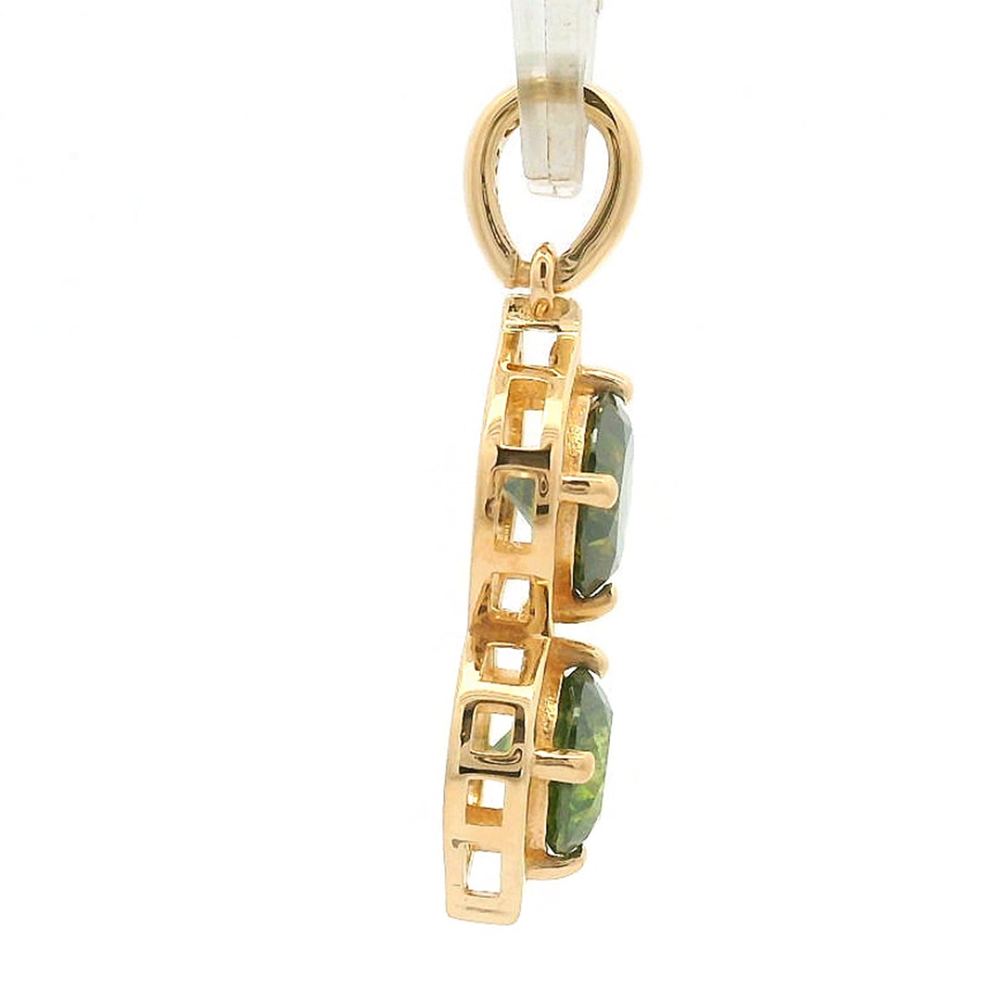 1.16 Ct Round Green Diamond 14K Gold Pendant