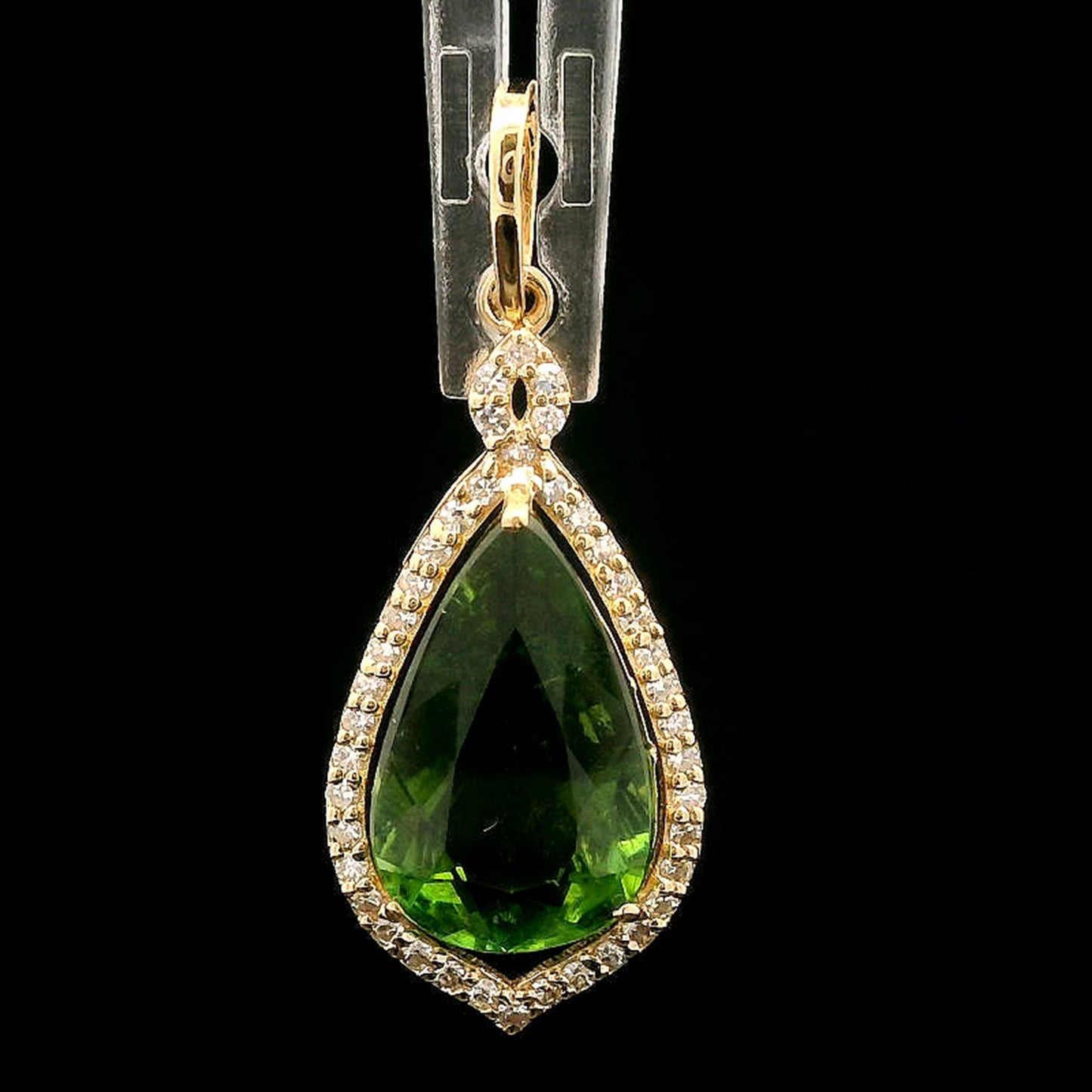 2.35 Ct Pear Mixed Cut Natural Tourmaline 14K Gold Pendant