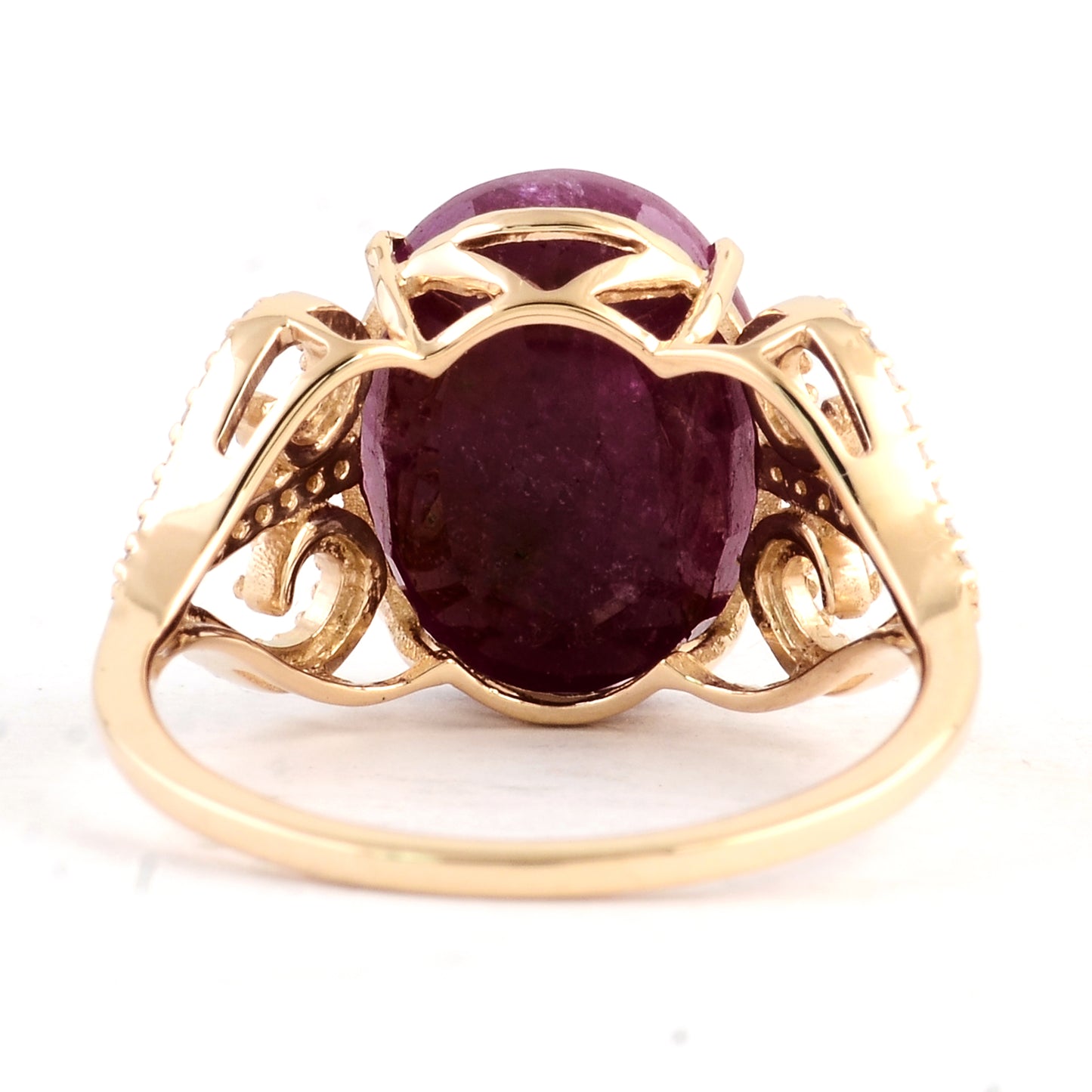 6.72 Ct Oval Mixed Cut Natural Corundum Ruby 14K Gold Ring