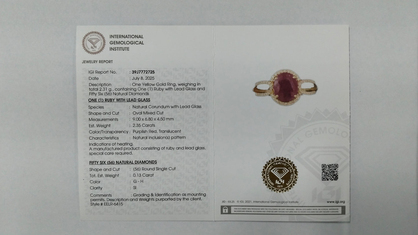 2.48 Ct Oval Mixed Cut Natural Corundum Ruby 14K Gold Ring