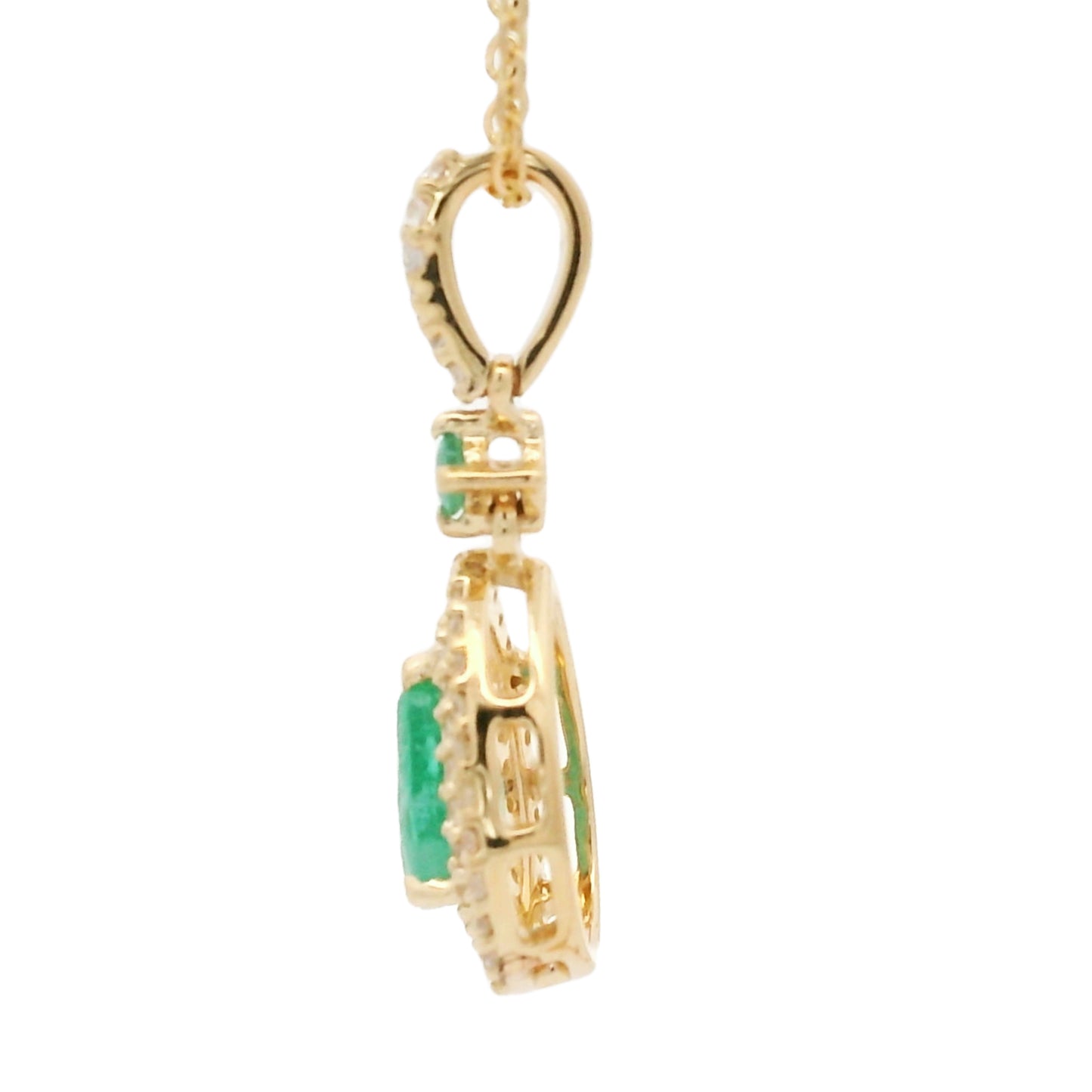 0.61 Ct Pear Emerald 14K Gold Pendant