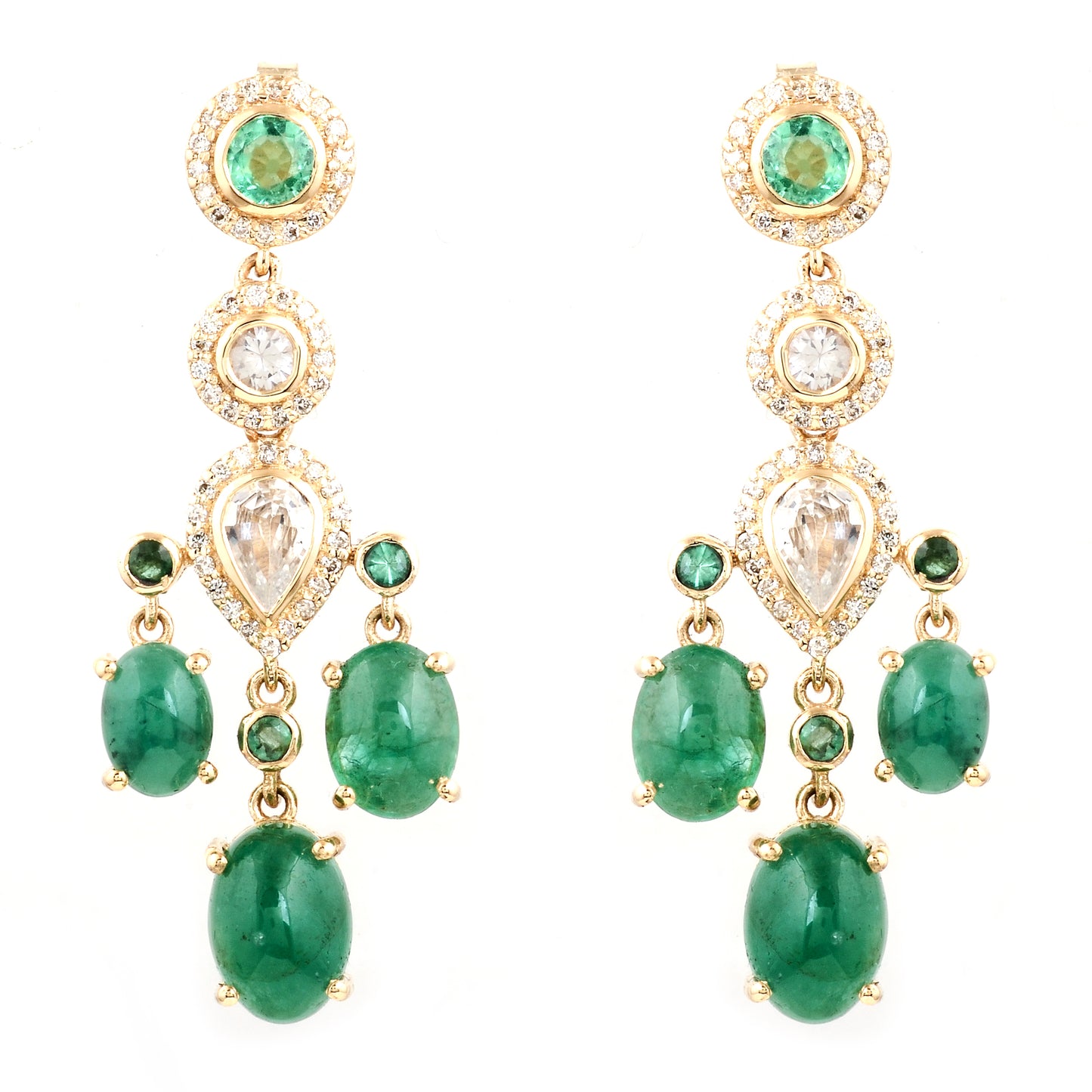 9.62 Ct Oval Emerald 14K Gold Earrings