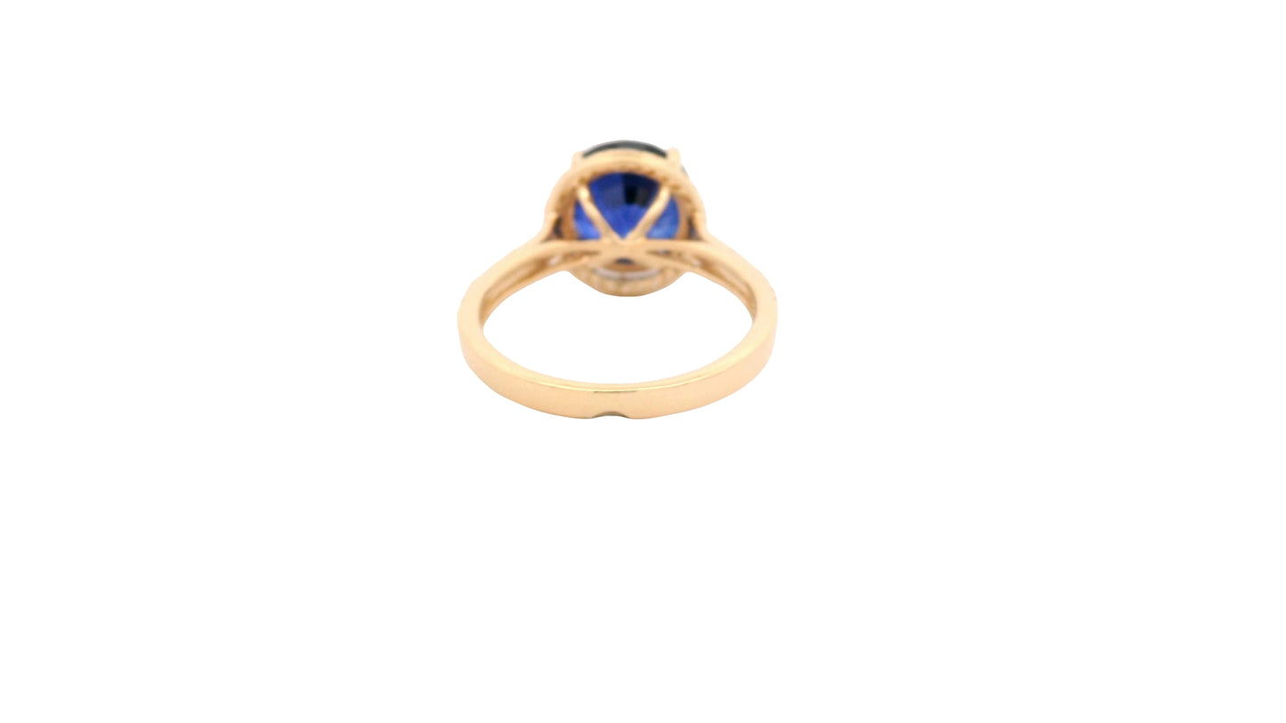5.50 Ct Round Lab Grown Sapphire 14K Gold Ring
