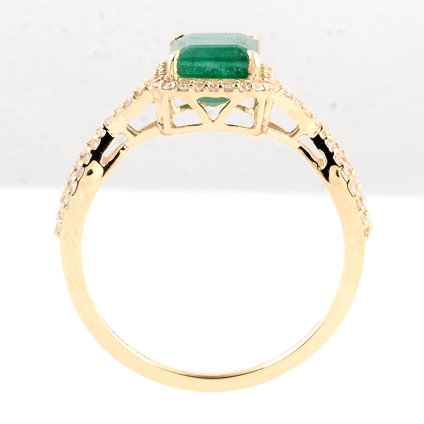 1.91 Ct Emerald Cut Natural Beryl Emerald 14K Gold Ring