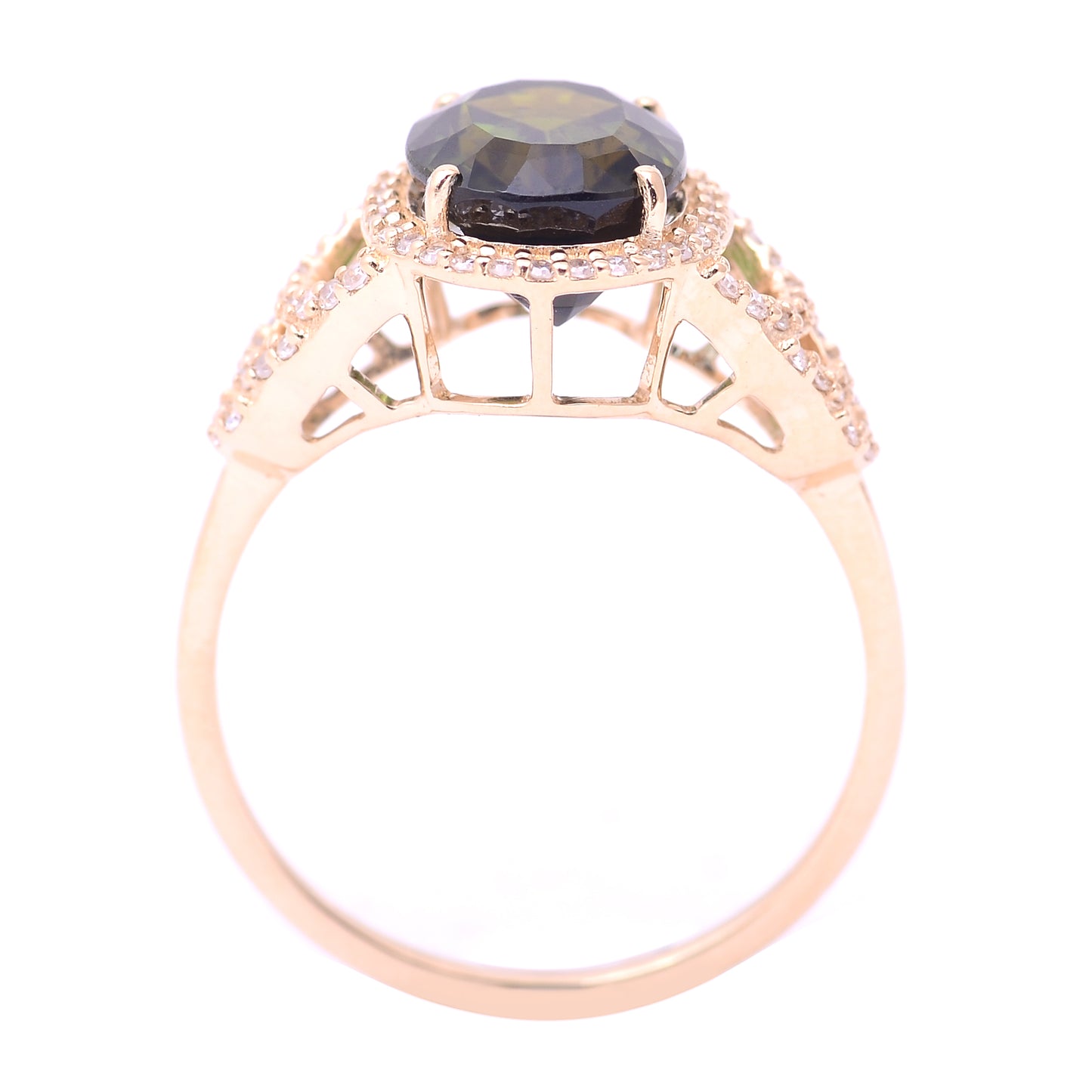 3.01 Ct Oval Mixed Cut Natural Tourmaline 14K Gold Ring