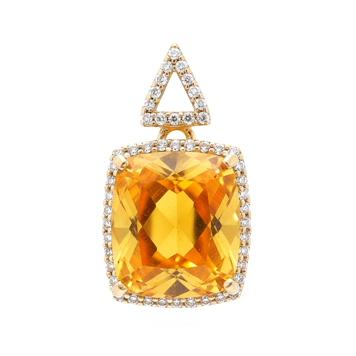 3.06 Ct Cushion Mixed Cut Natural Fire Opal 14K Gold Pendant