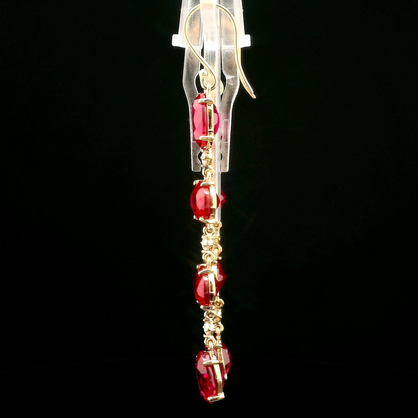 20.75 Ct Oval Mixed Cut Lab Grown Ruby 14K Gold Earrings
