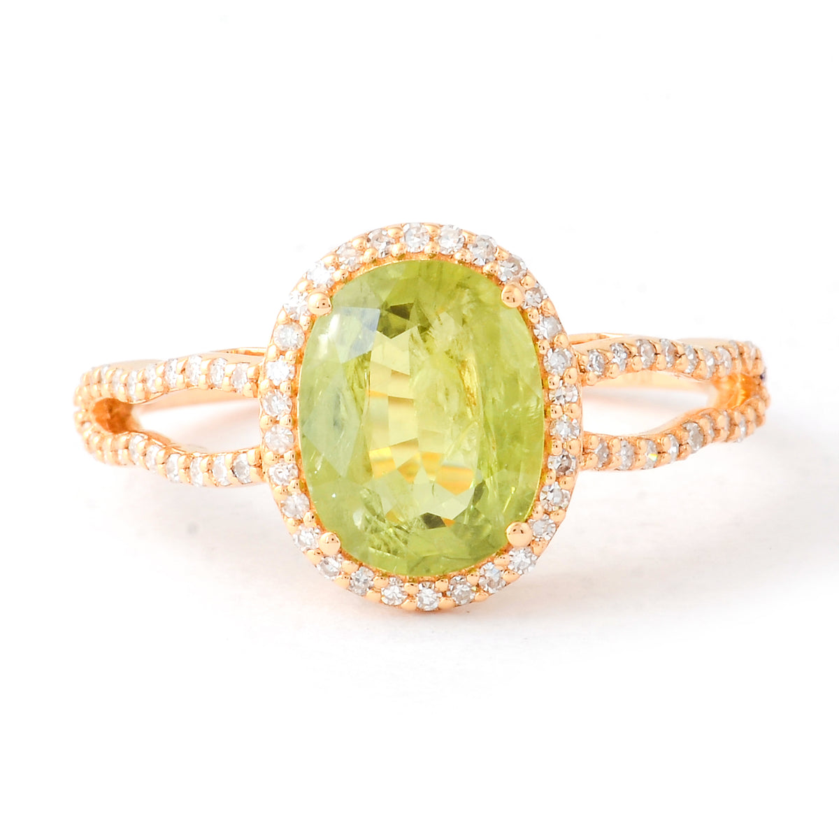 2.38 Ct Oval Mixed Cut Natural Green Sapphire 14K Gold Ring