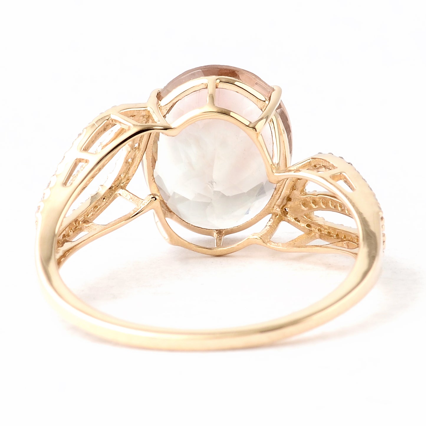 2.99 Ct Oval Mixed Cut Natural Plagioclase Feldspar Sunstone 14K Gold Ring