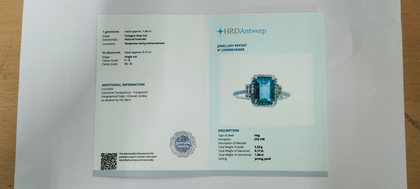 1.83 Ct Octagon Step Cut Natural Emerald 14K Gold Ring