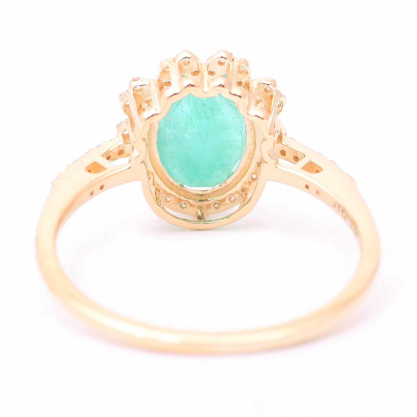1.62 Ct Oval Mixed Cut Natural Emerald 14K Gold Ring