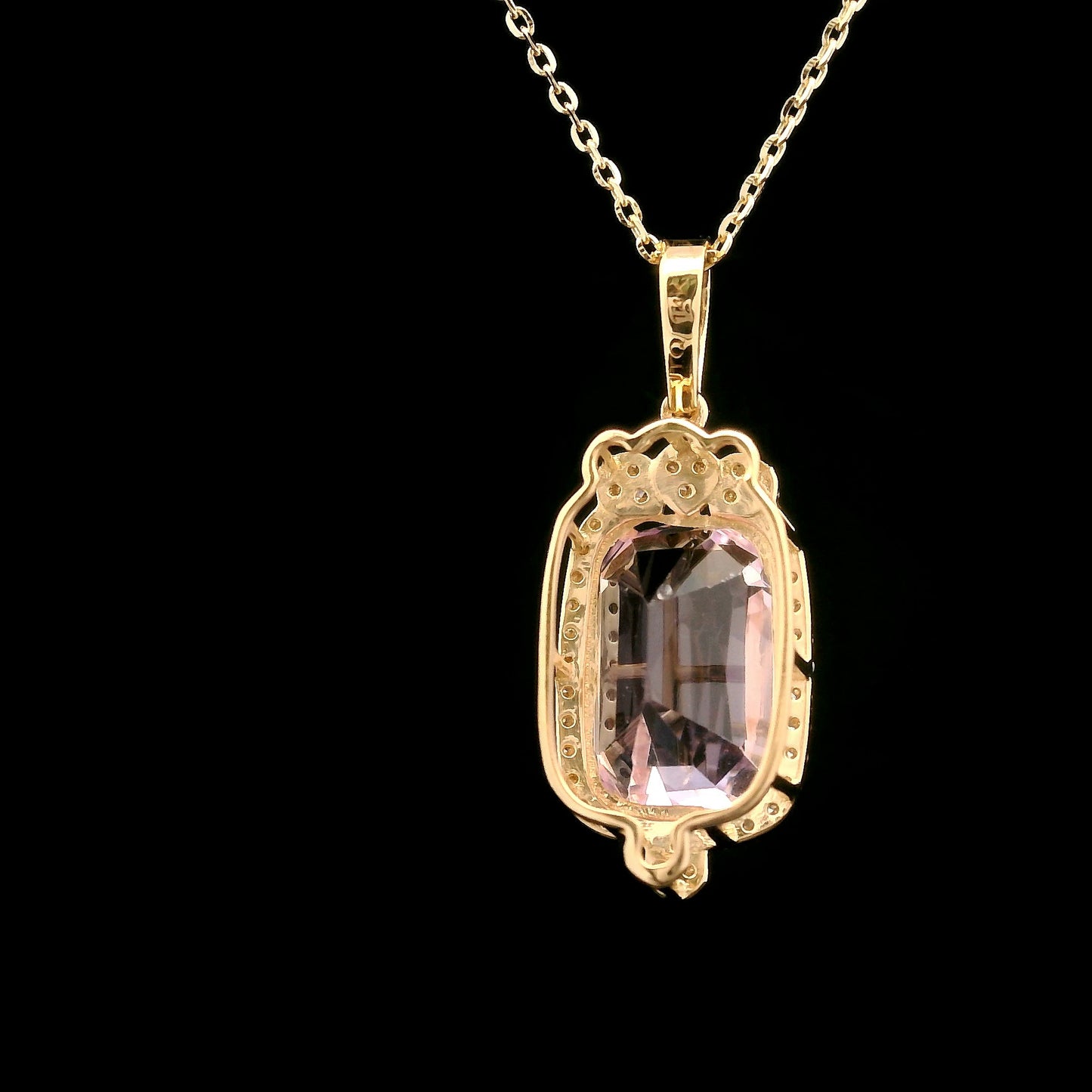 5.19 Ct Cushion Kunzite 14K Gold Pendant