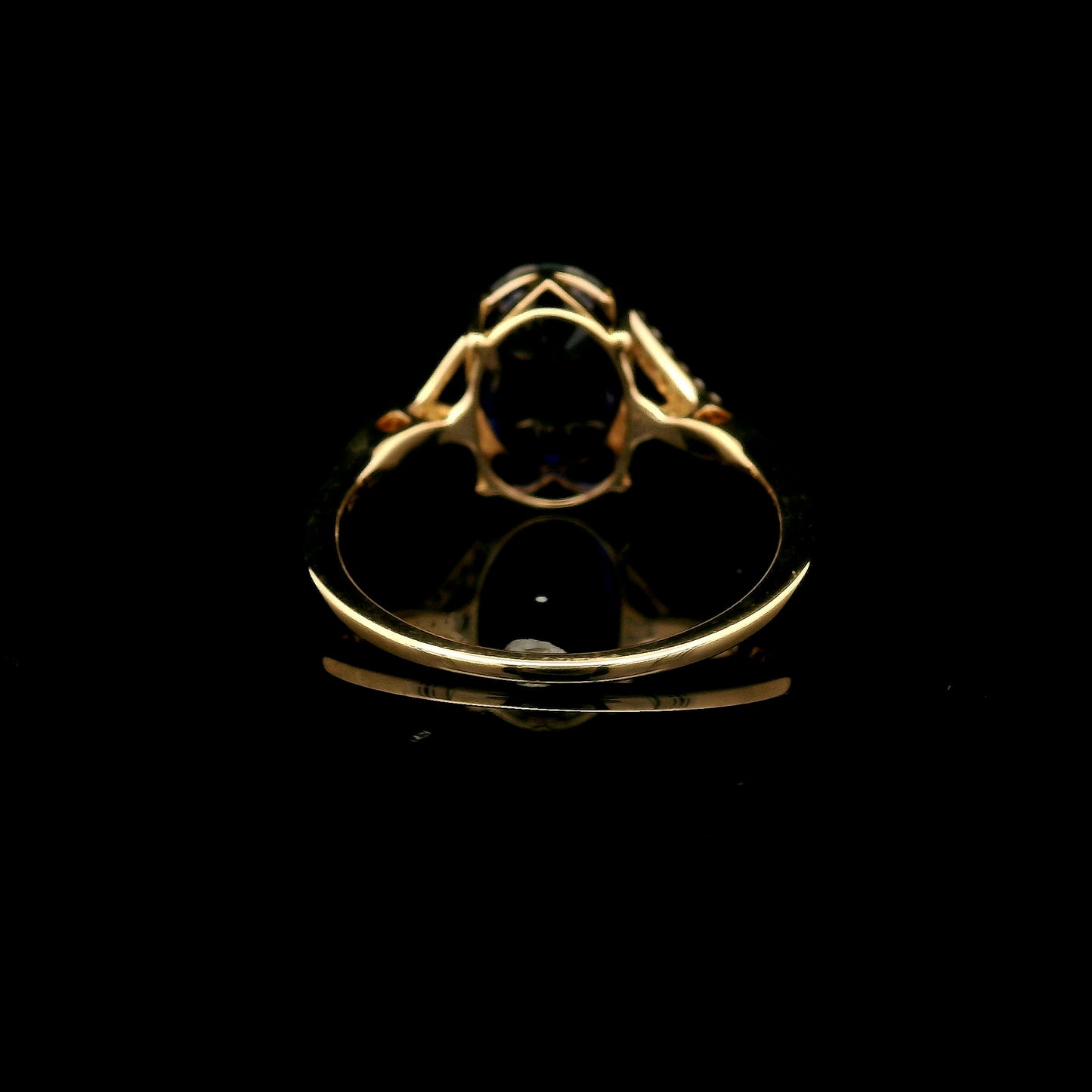 3.52 Ct Oval Mixed Cut Lab Grown Sapphire 14K Gold Ring