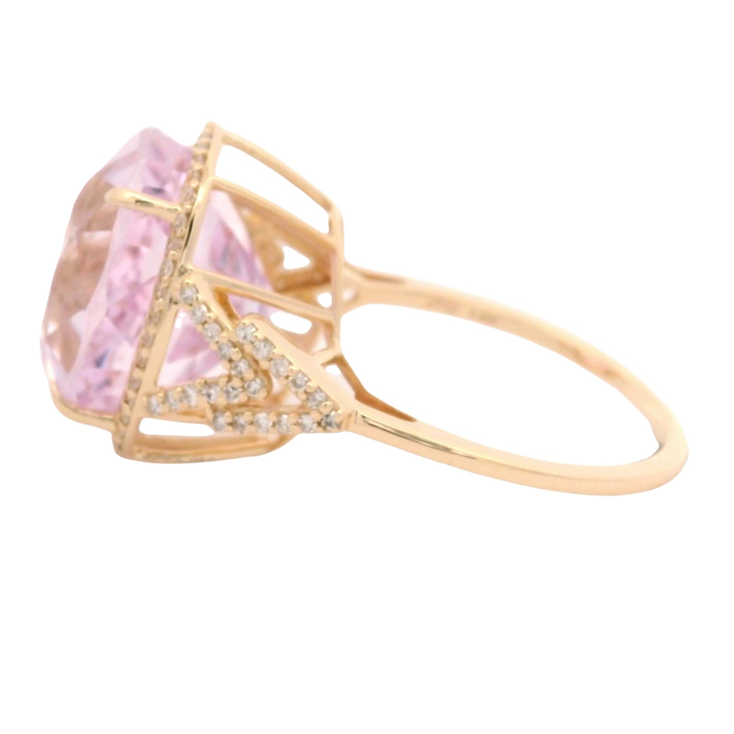 11.51 Ct Cushion Kunzite 14K Gold Ring
