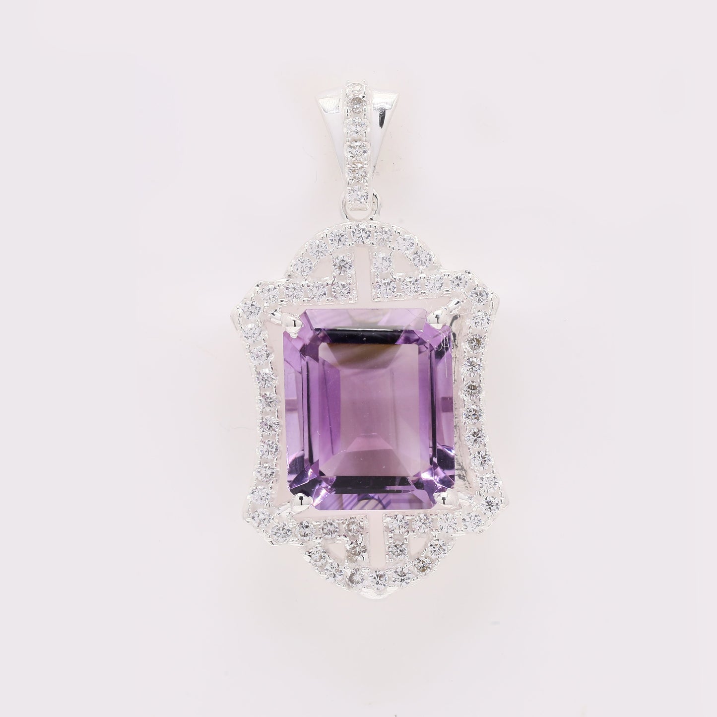 6.28 Ct Octagon Amethyst 925 Silver Pendant