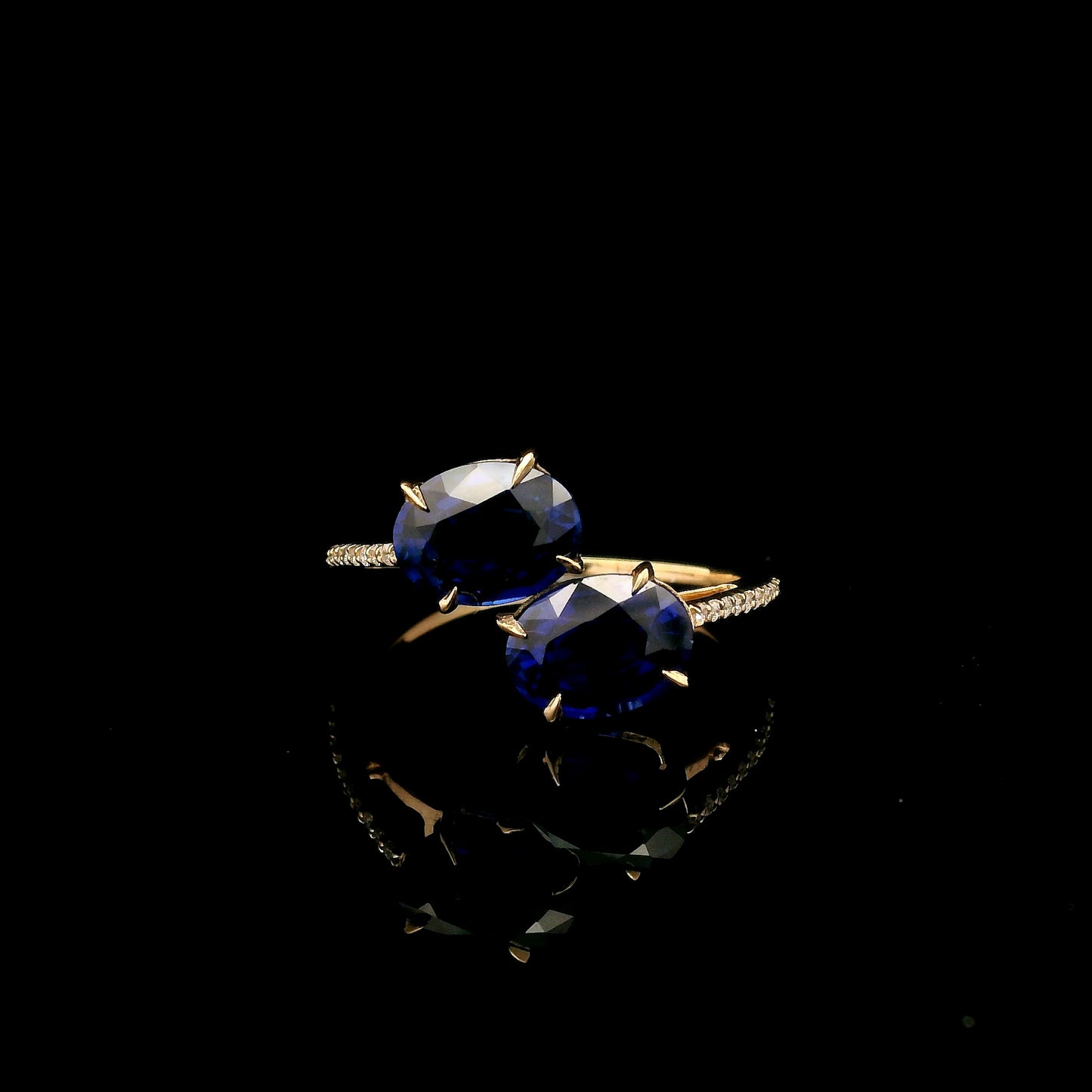 3.30 Ct Oval Mixed Cut Lab Grown Sapphire 14K Gold Ring