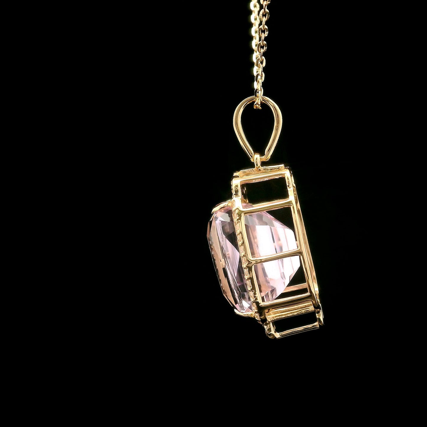 5.19 Ct Cushion Kunzite 14K Gold Pendant