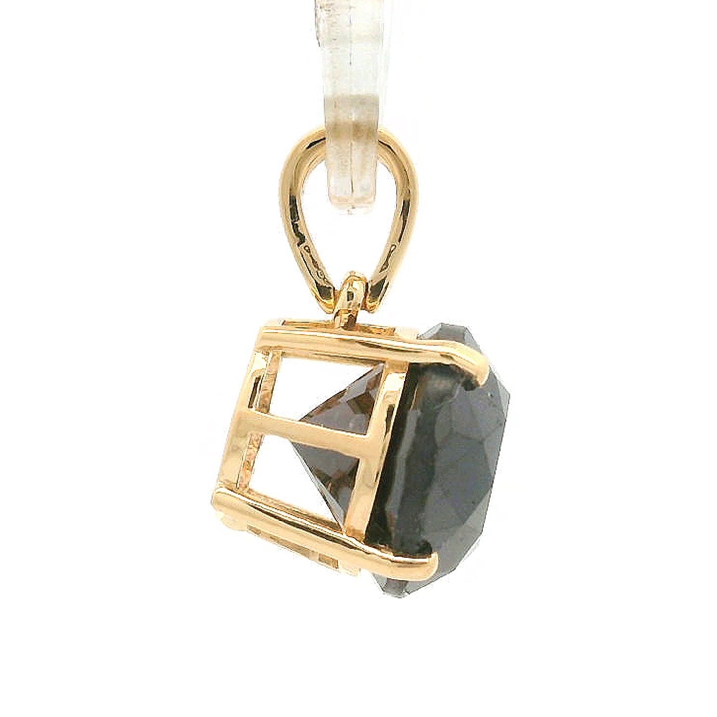 3.69 Ct Round Black Diamond 14K Gold Pendant