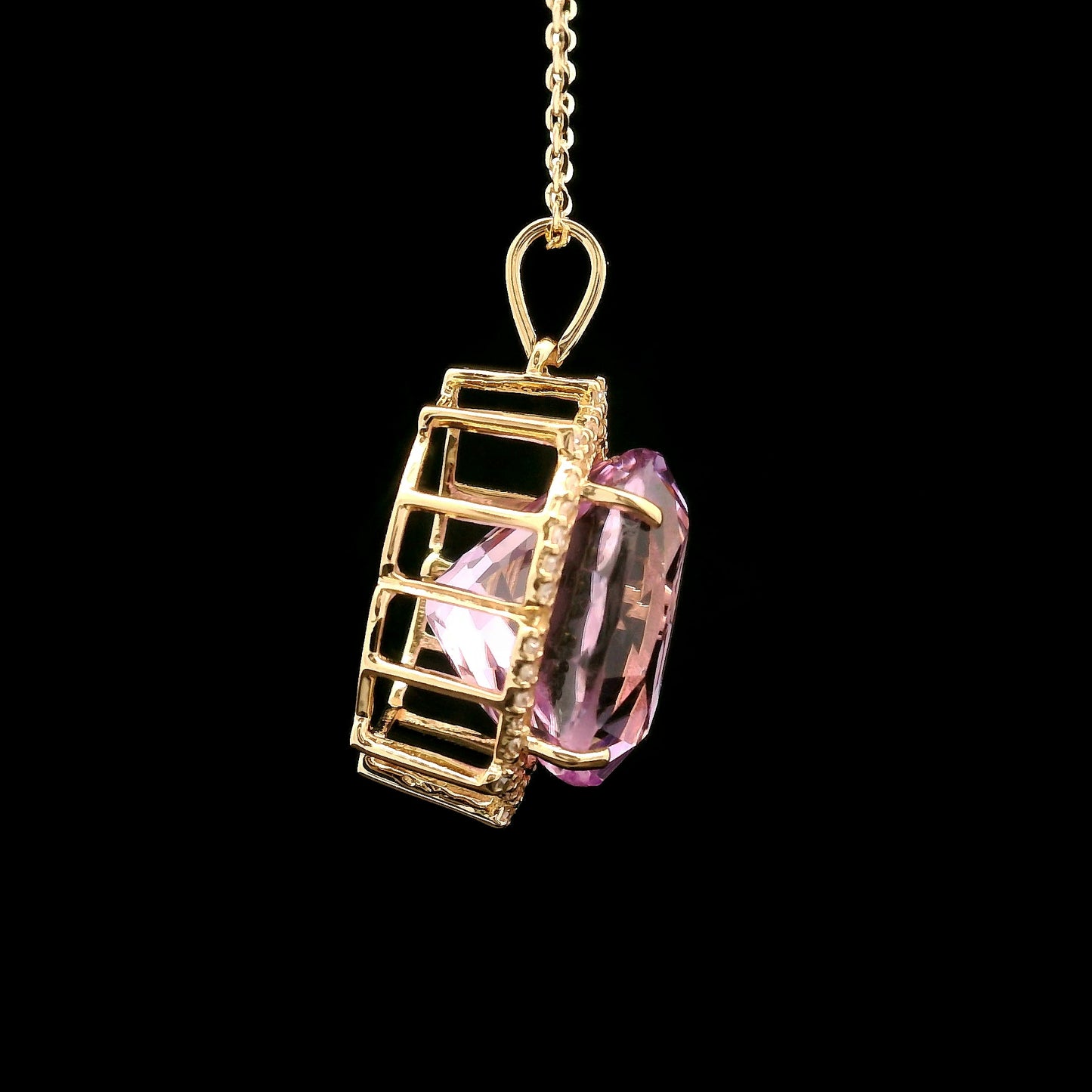 8.16 Ct Oval Kunzite 14K Gold Pendant