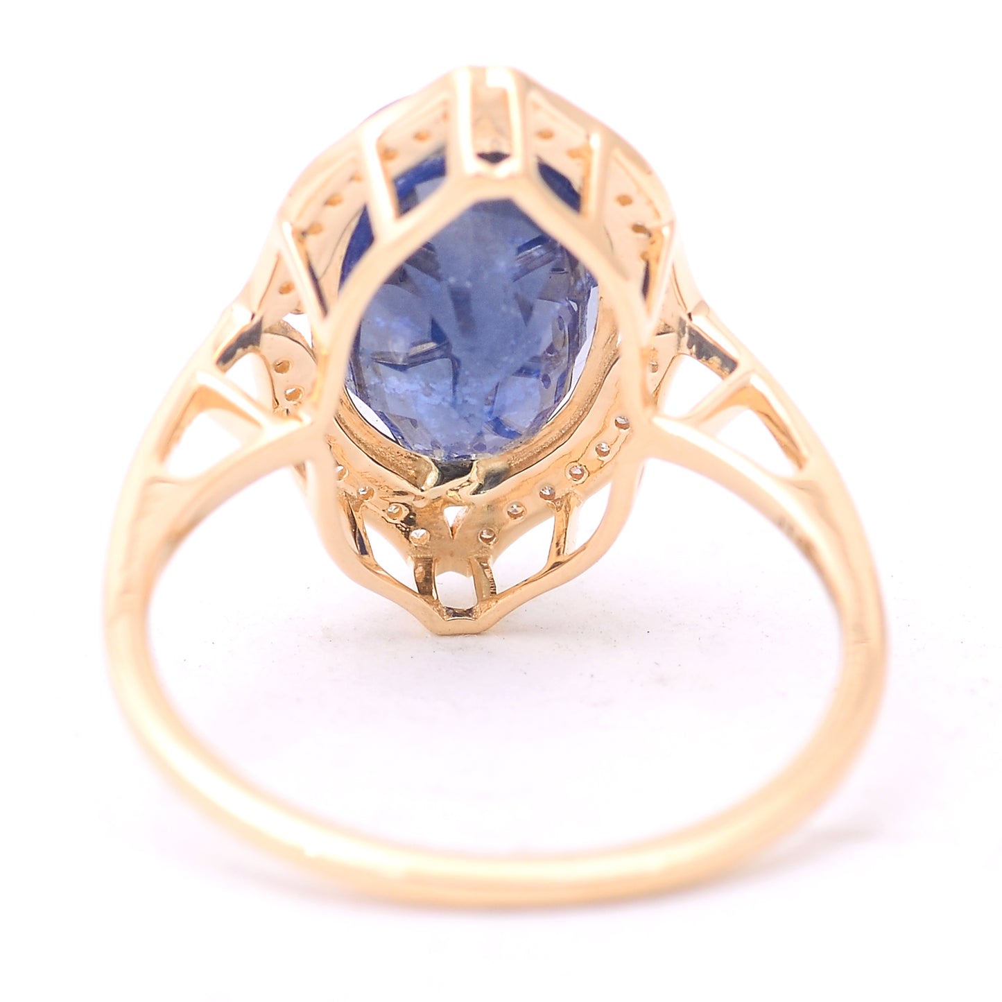 5.55 Ct Oval Mixed Cut Natural Sapphire 14K Gold Ring