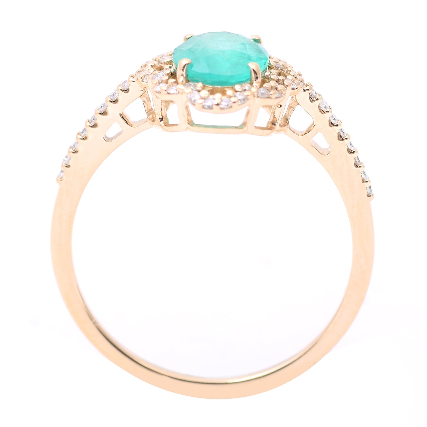 1.11 Ct Oval Mixed Cut Natural Emerald 14K Gold Ring