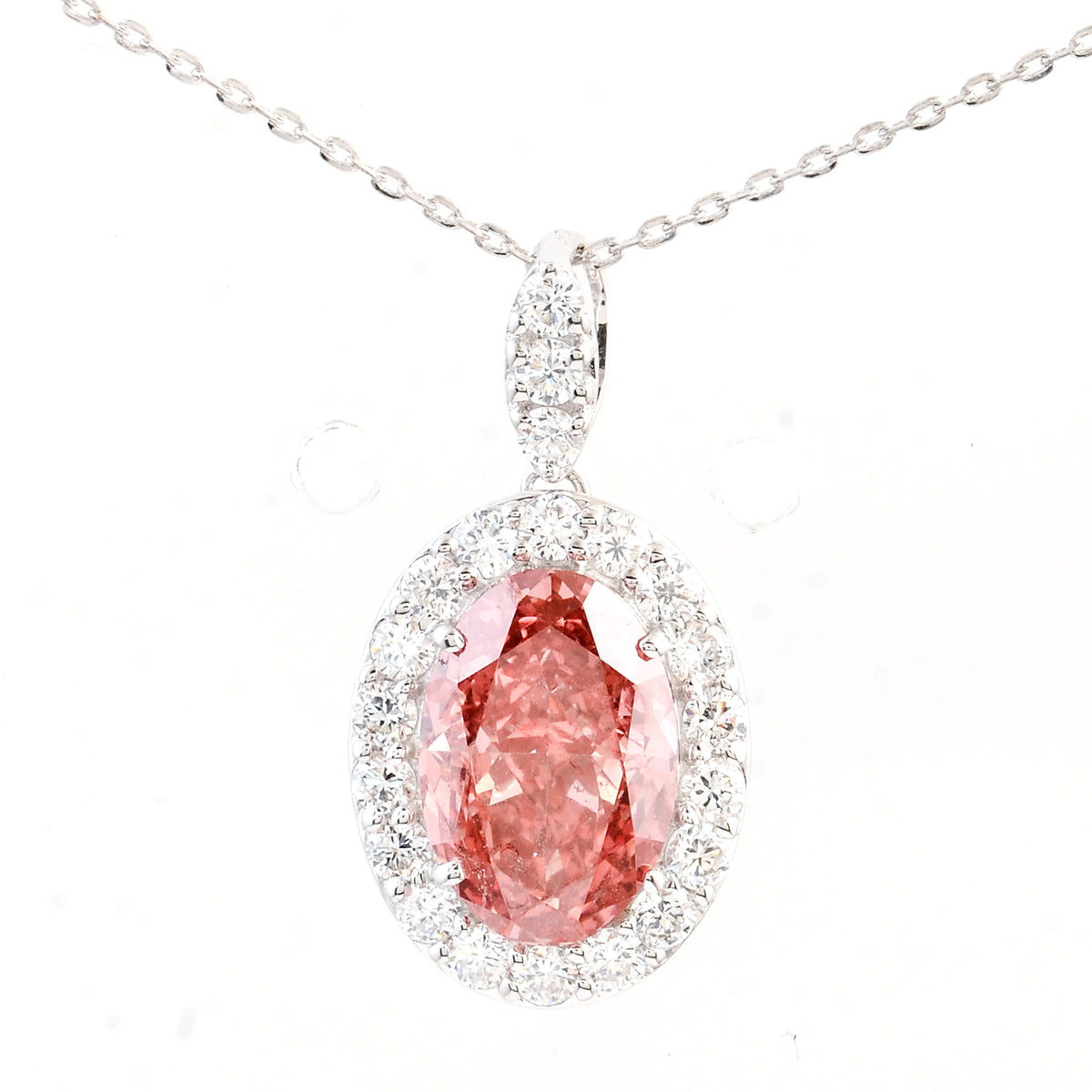 3.22 Carats Pink Lab Grown Diamond 14K Gold Pendant