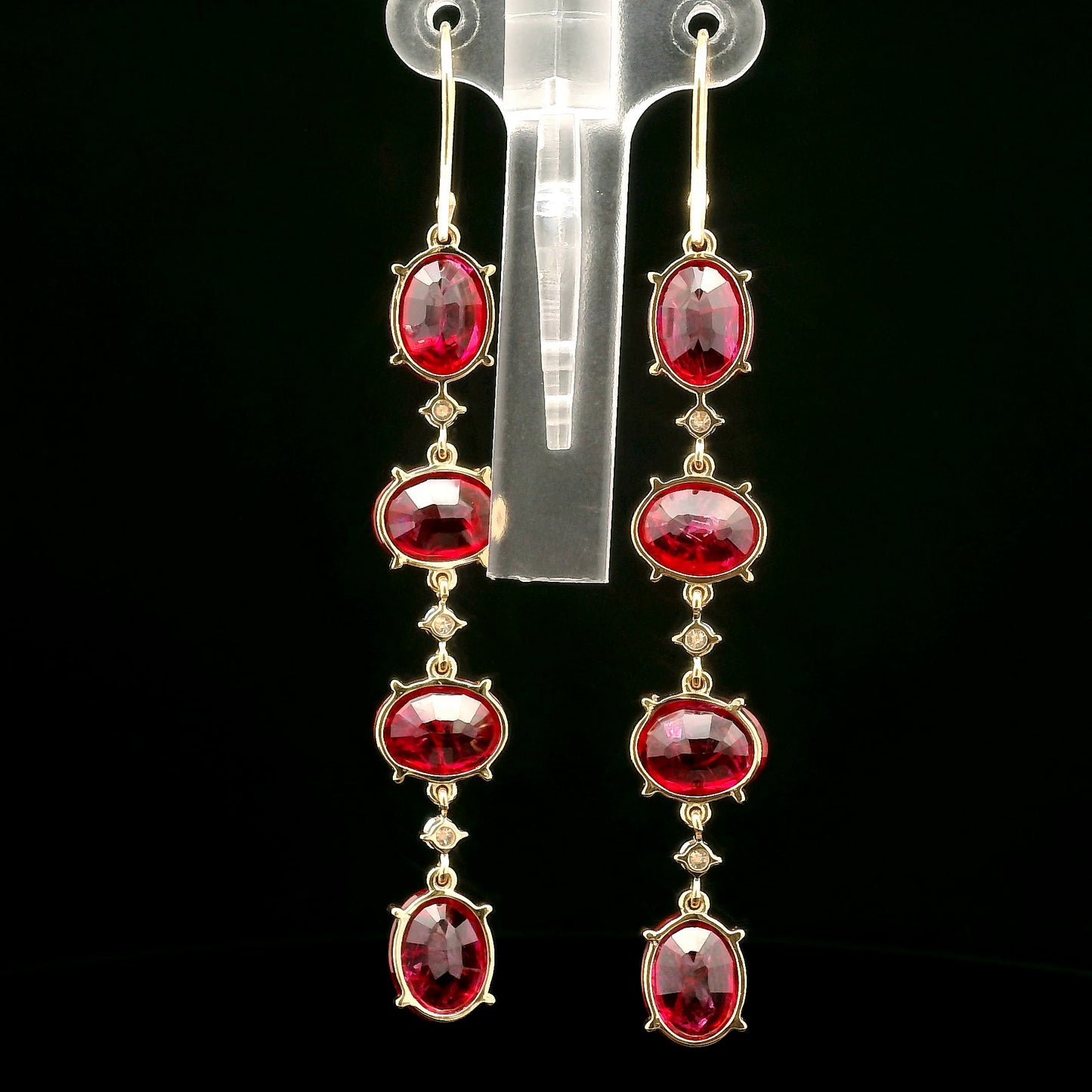 20.75 Ct Oval Mixed Cut Lab Grown Ruby 14K Gold Earrings