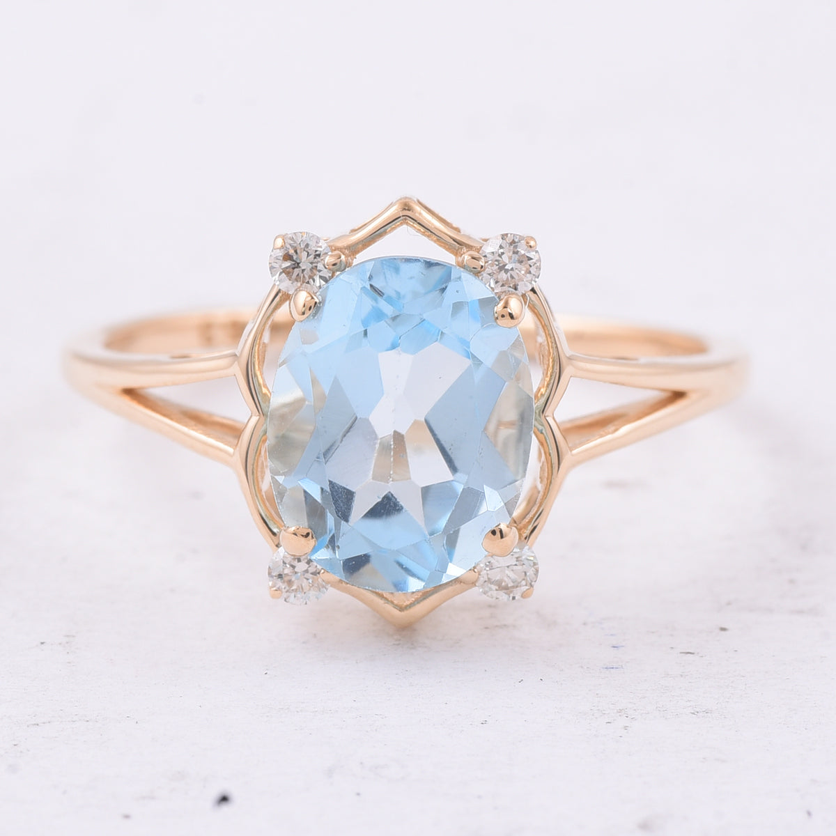 2.37 Ct Oval Natural Topaz 14K Gold Ring