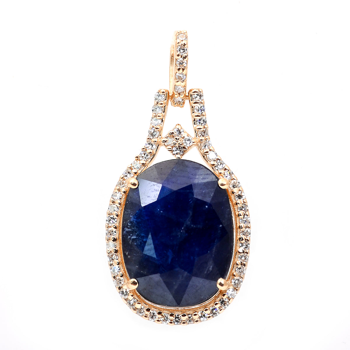 4.64 Ct Oval Mixed Cut Natural Sapphire 14K Gold Pendant