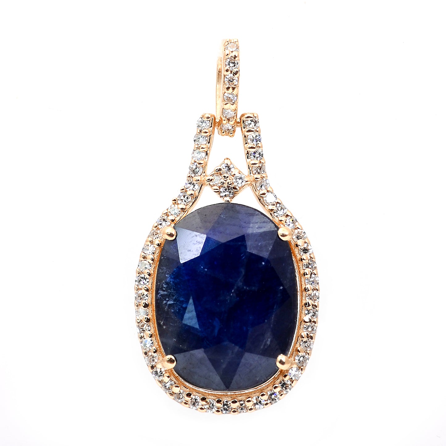 4.64 Ct Oval Mixed Cut Natural Sapphire 14K Gold Pendant