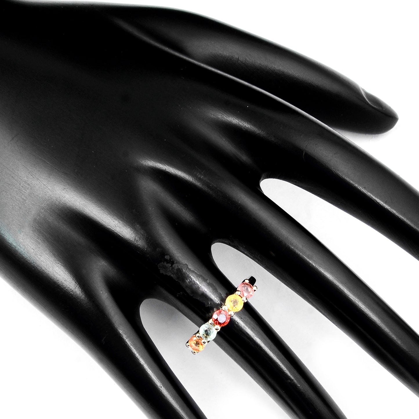 1.00 Ct Round Multi Sapphire 14K Gold Ring