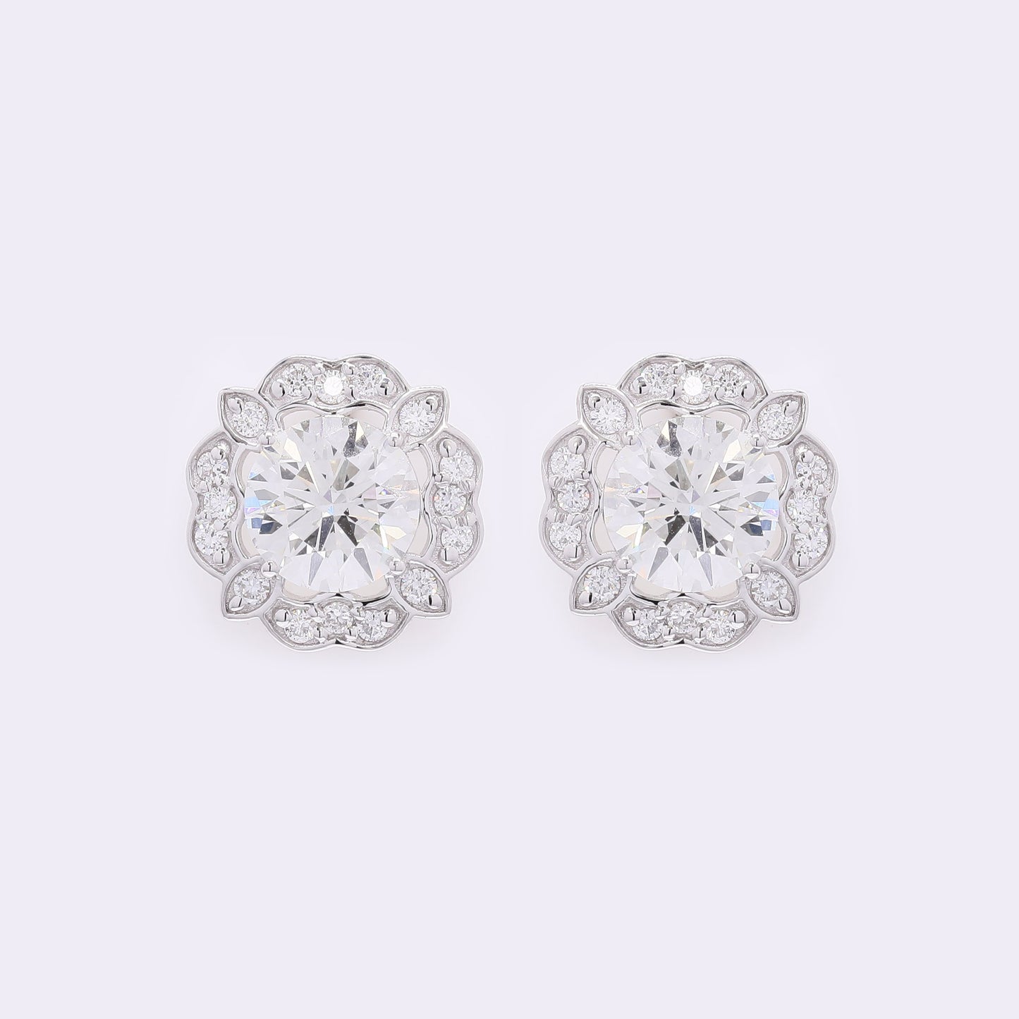 3.43 Carats Lab Grown Diamond 14K Gold Earrings