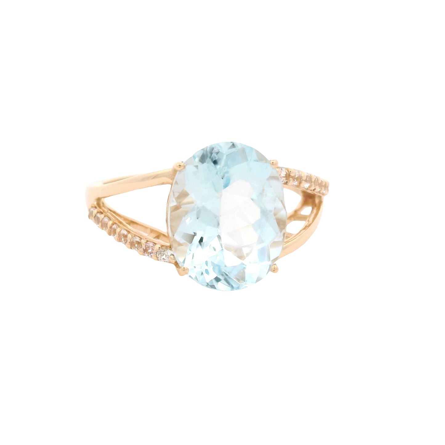 3.58 Ct Oval Aquamarine 14K Gold Ring