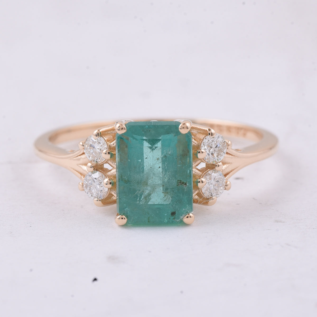 1.95 Ct Octagon Step Cut Natural Emerald 14K Gold Ring