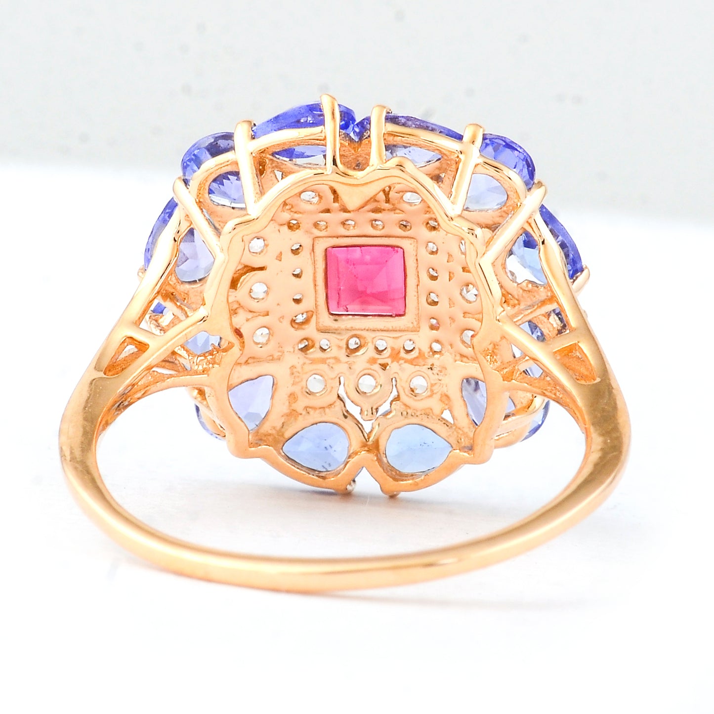 2.60 Ct Square Rubellite 14K Gold Ring
