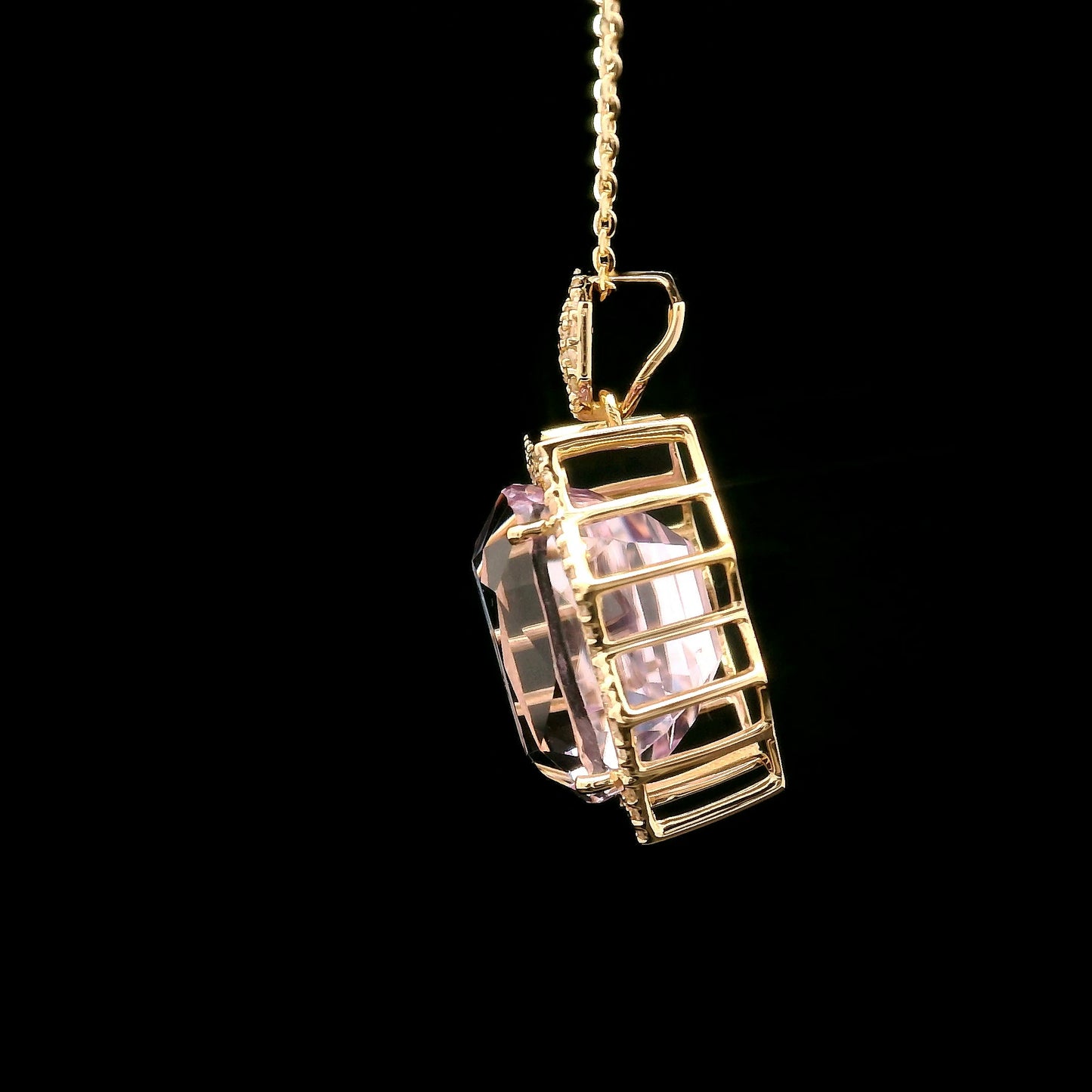 8.53 Ct Cushion Kunzite 14K Gold Pendant