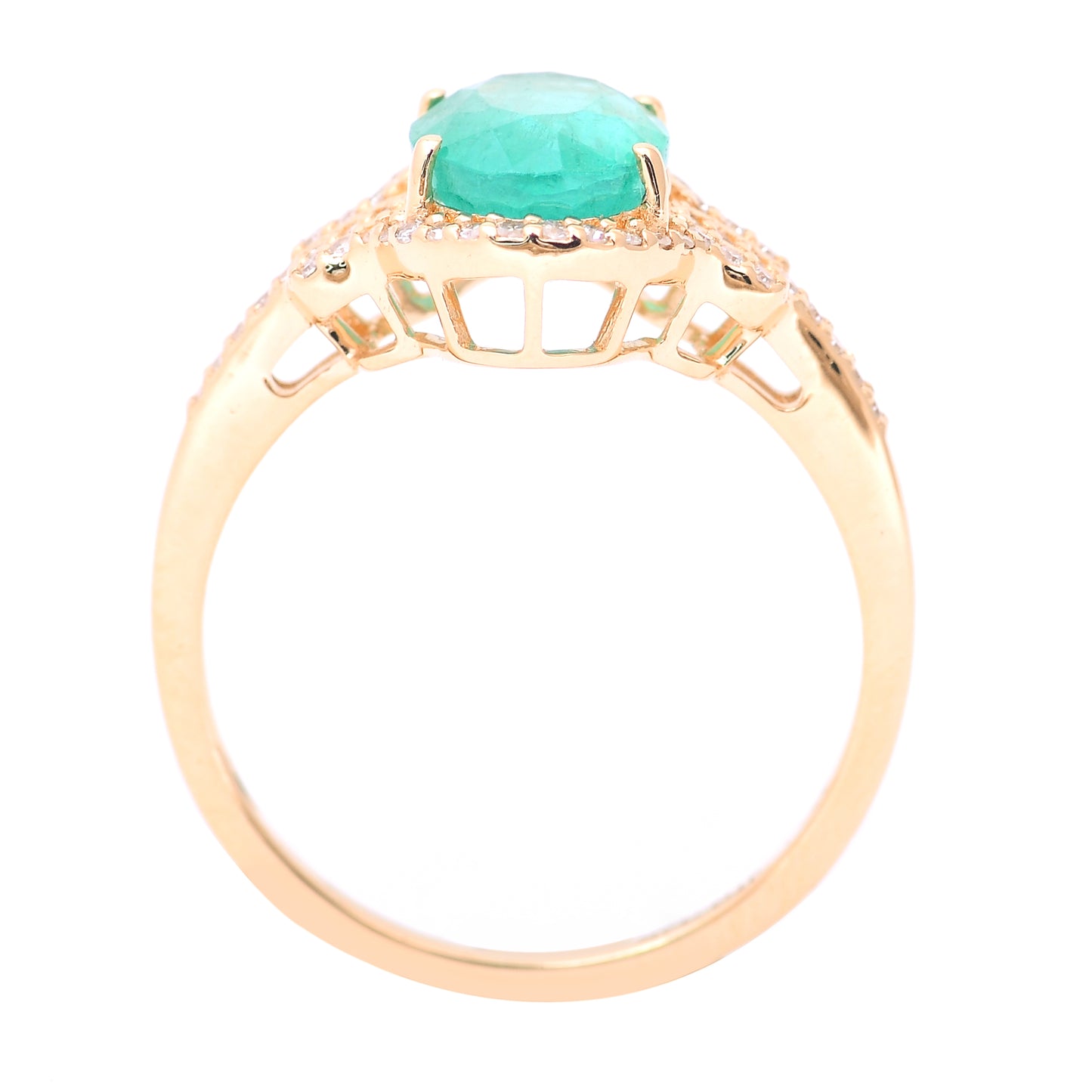 2.01 Ct Oval Mixed Cut Natural Emerald 14K Gold Ring