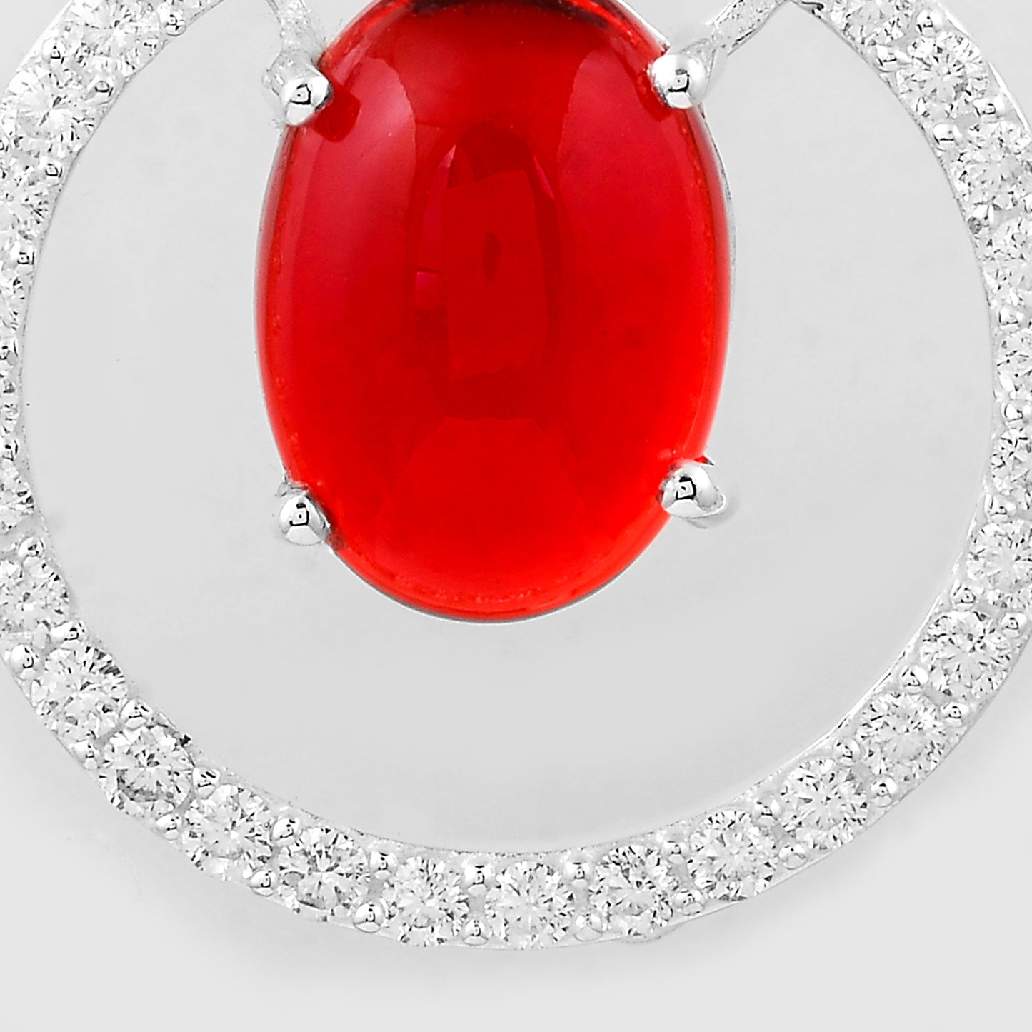 7.76 Ct Oval Cr Ruby, Cubic Zirconia, 925 Sterling Silver Pendant