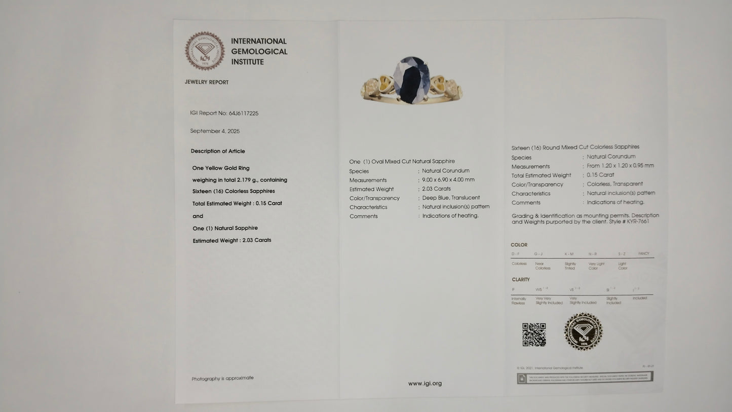 2.18 Ct Oval Mixed Cut Natural Corundum Sapphire 14K Gold Ring