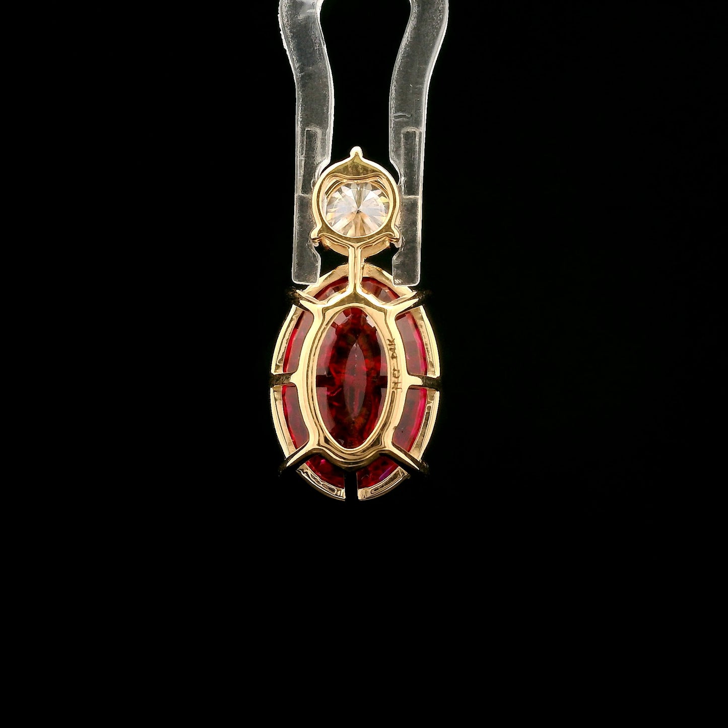 9.04 Ct Oval Mixed Cut Lab Grown Ruby 14K Gold Pendant