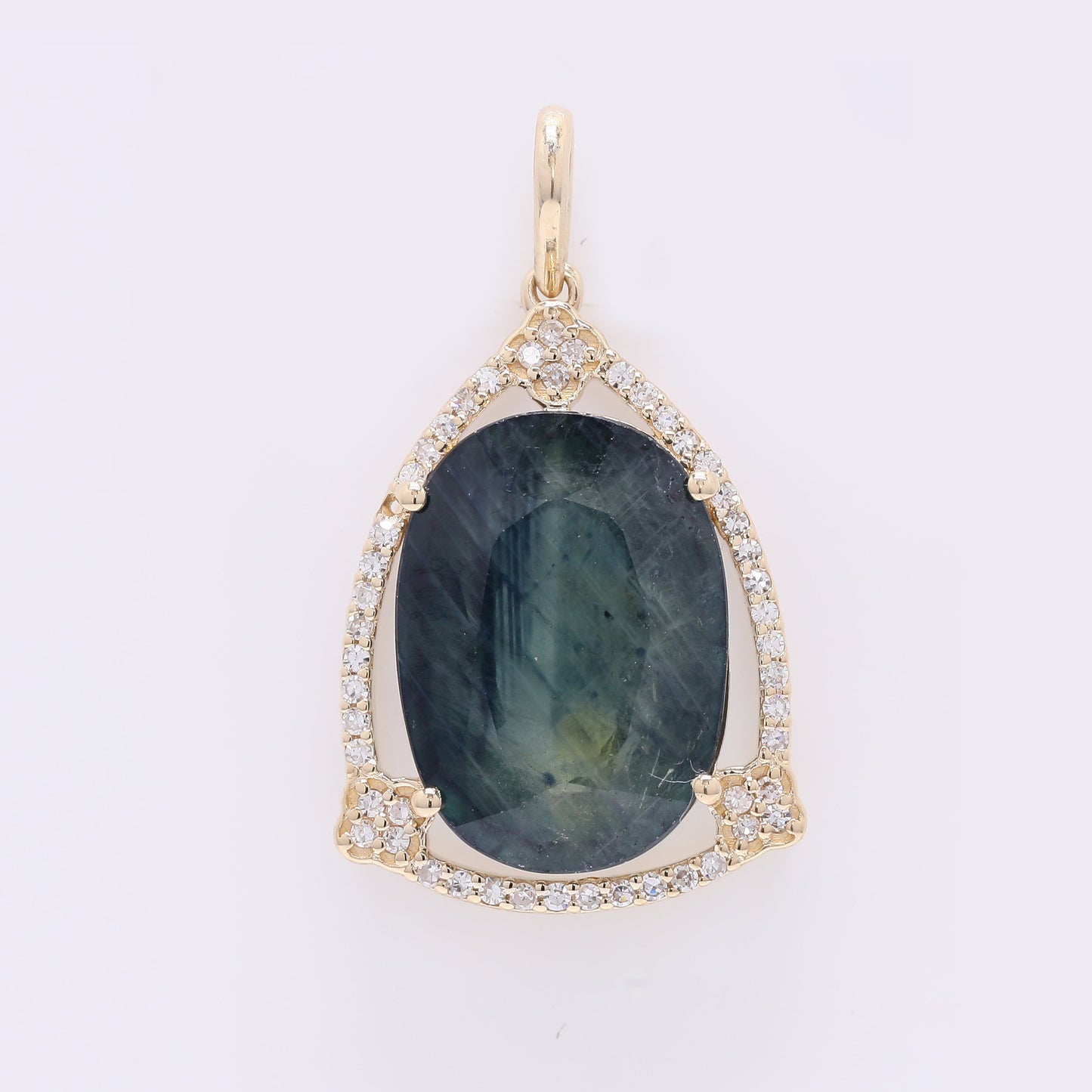 9.16 Ct Oval Mixed Cut Natural Sapphire 14K Gold Pendant