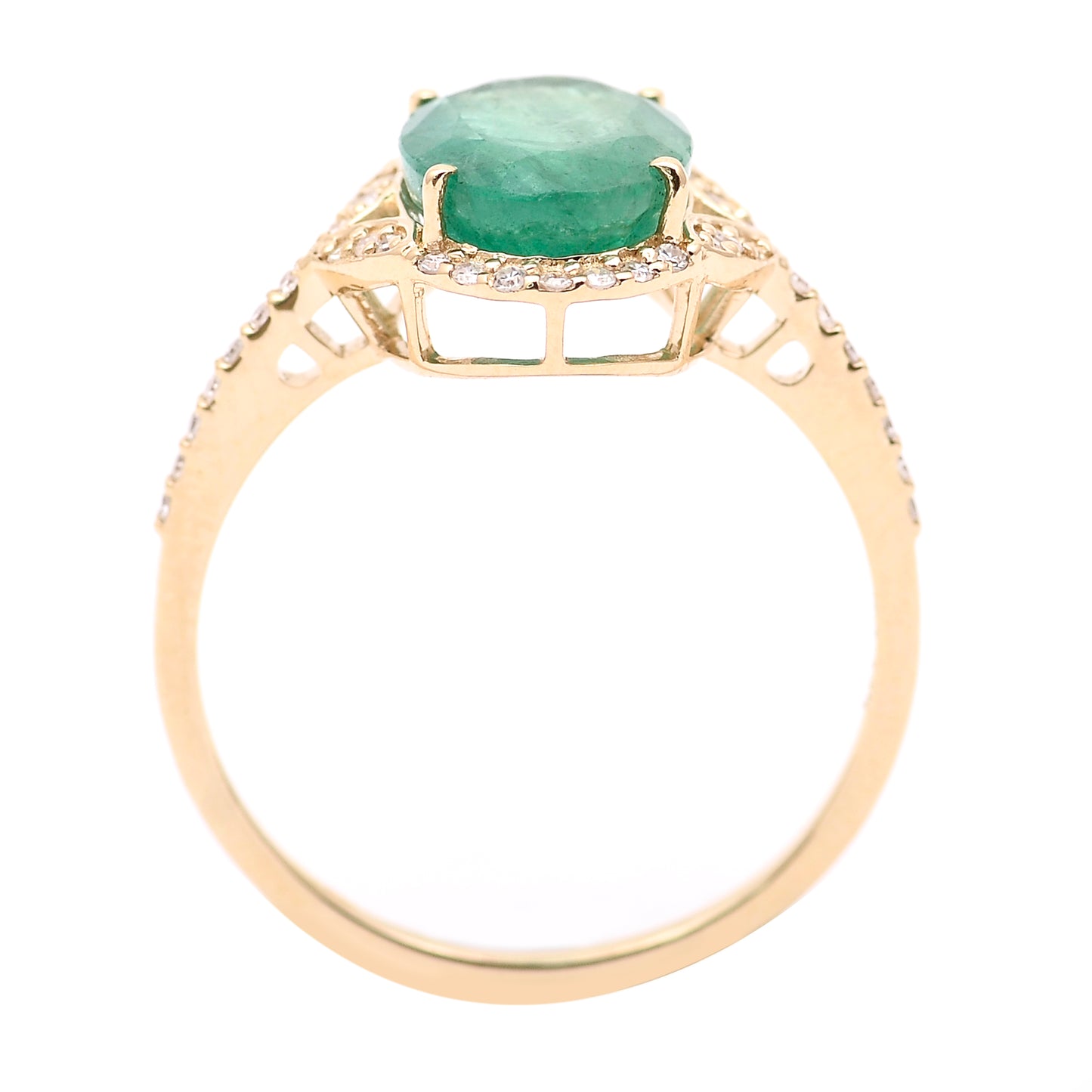 2.44 Ct Oval Natural Emerald 14K Gold Ring
